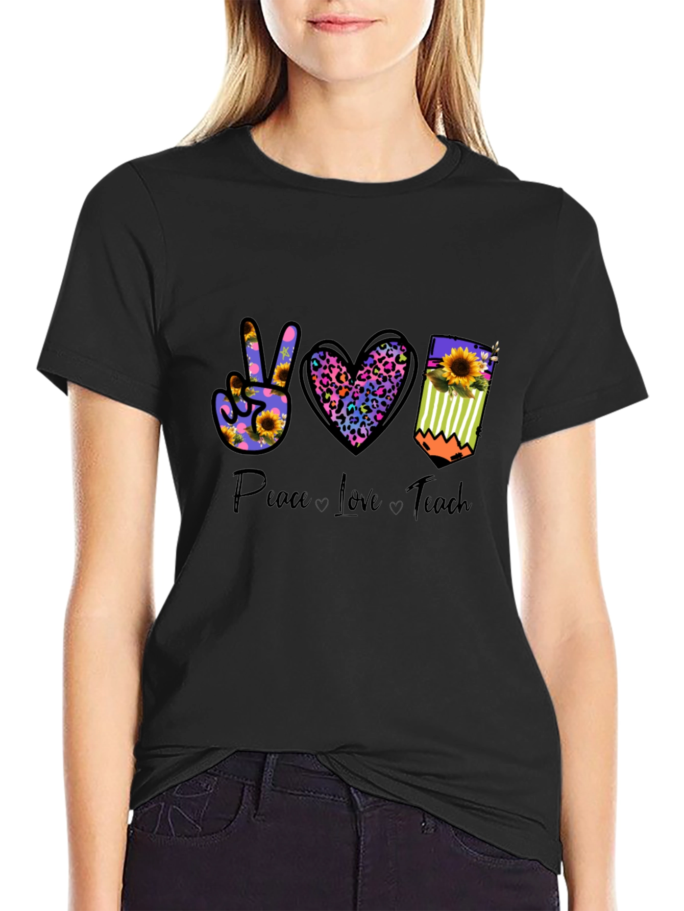Peace Love Teach Graphic T-Shirt
