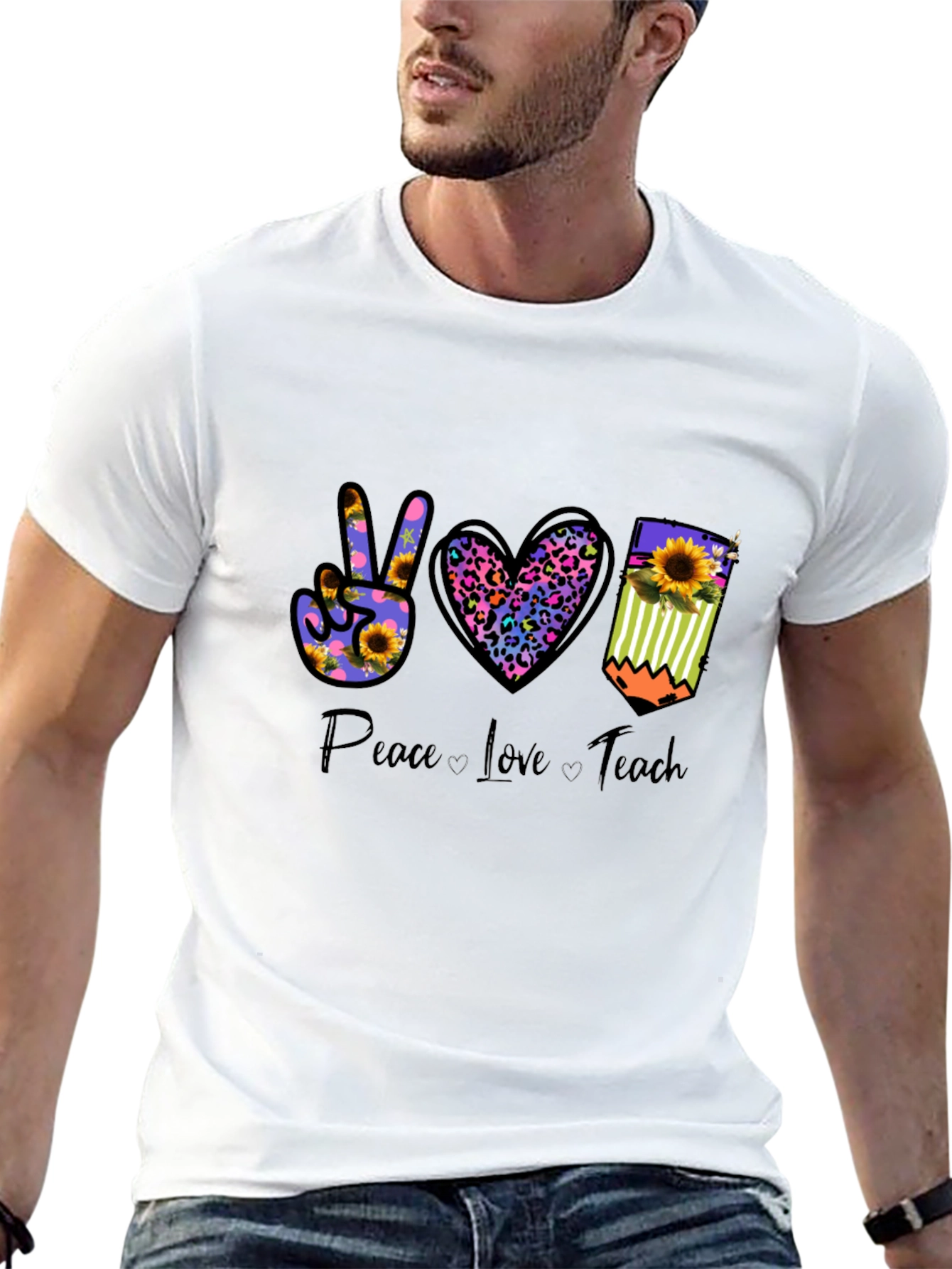 Peace Love Teach Graphic T-Shirt