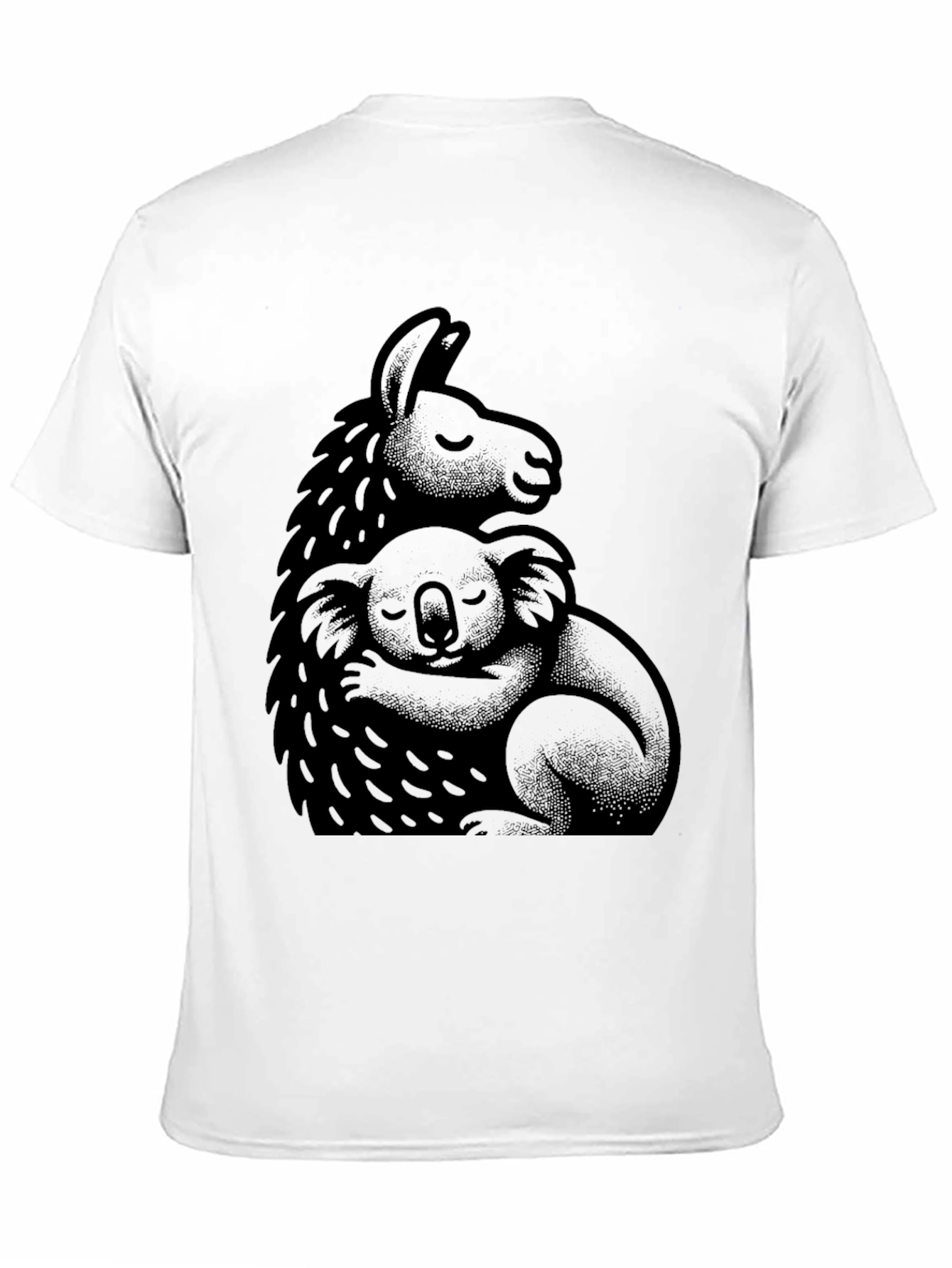 Llama Koala Hug Black T-Shirt