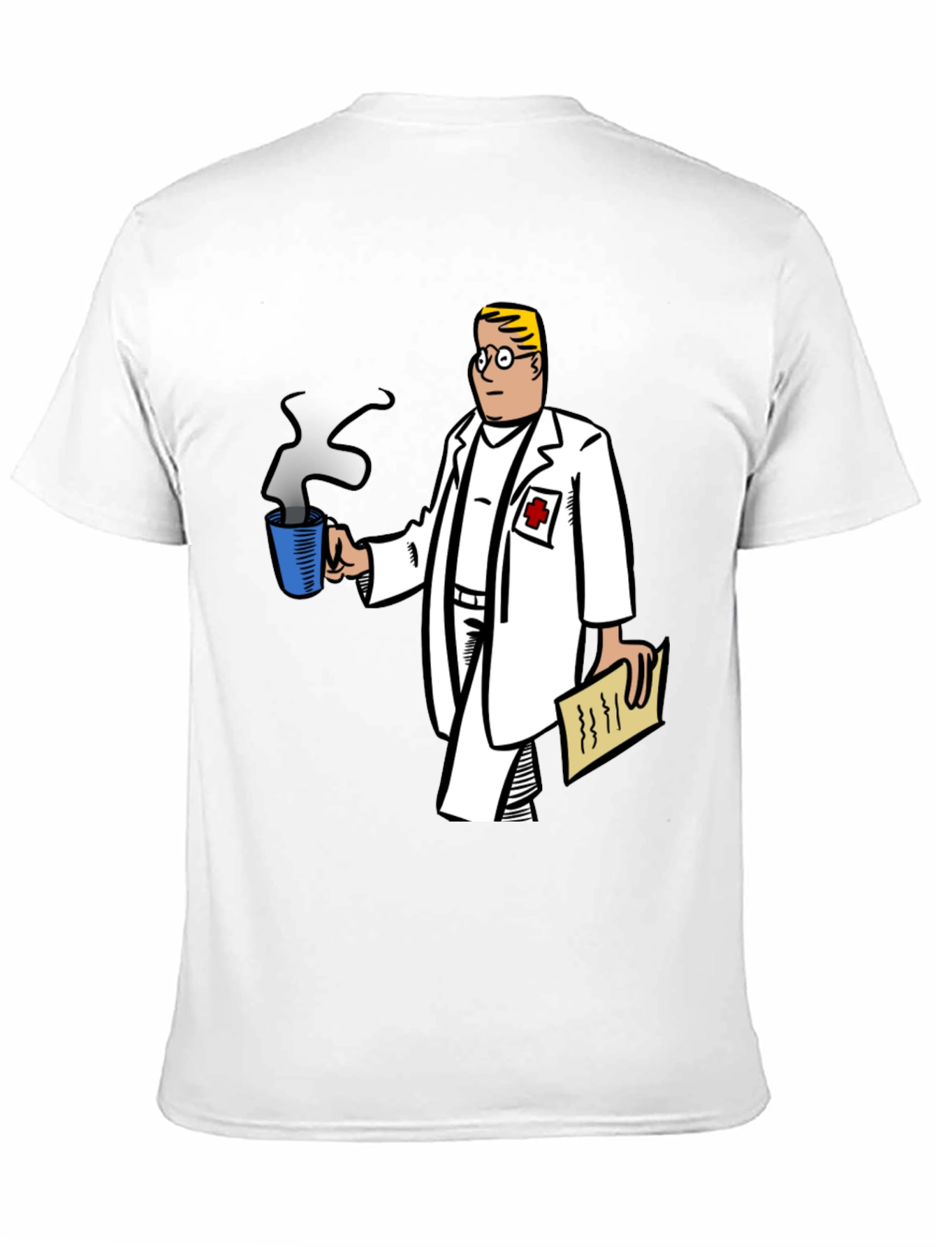 Doctor Cartoon Graphic Tee - Black Cotton Blend