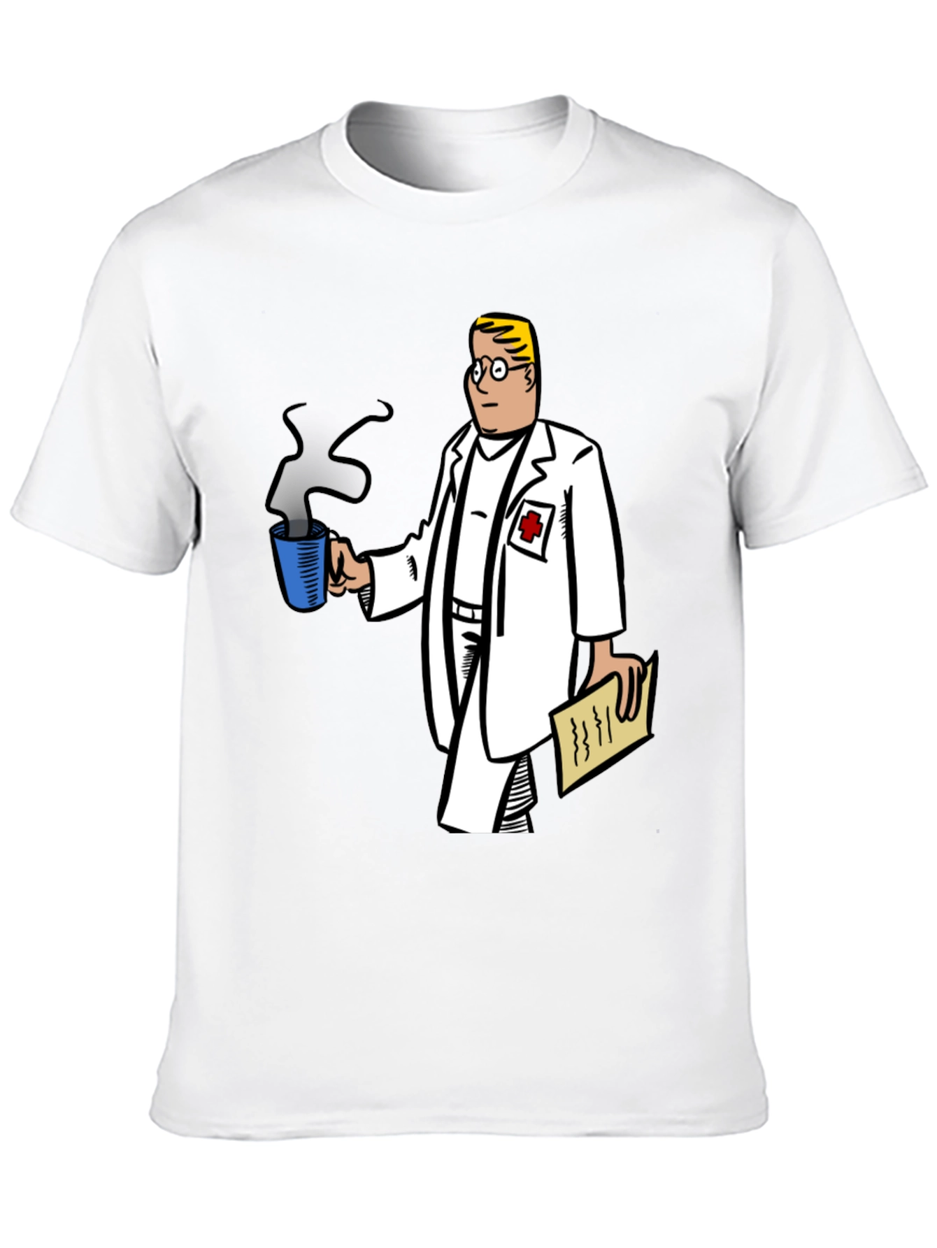 Doctor Cartoon Graphic Tee - Black Cotton Blend