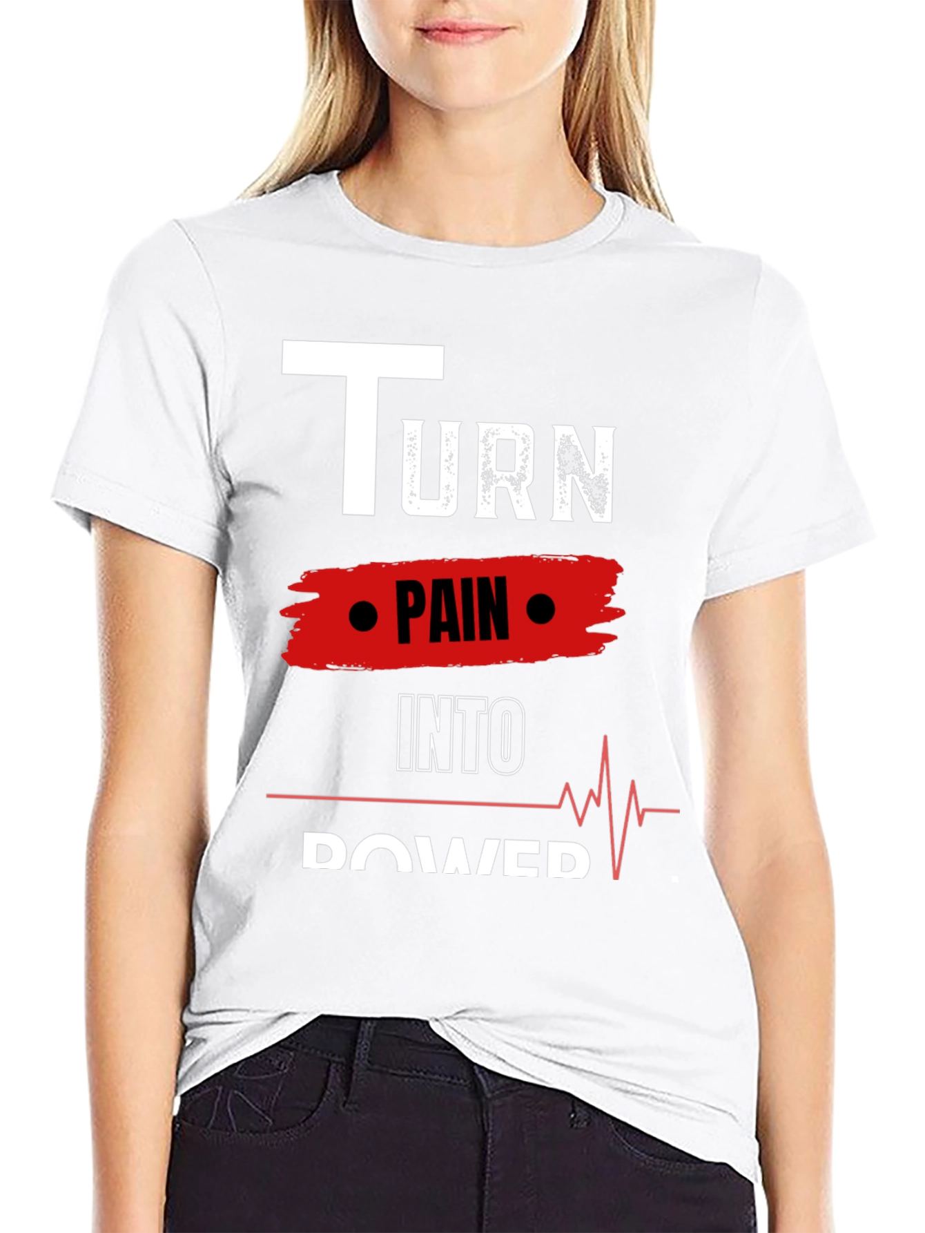 Turn Pain Into Power Motivational Black Tee