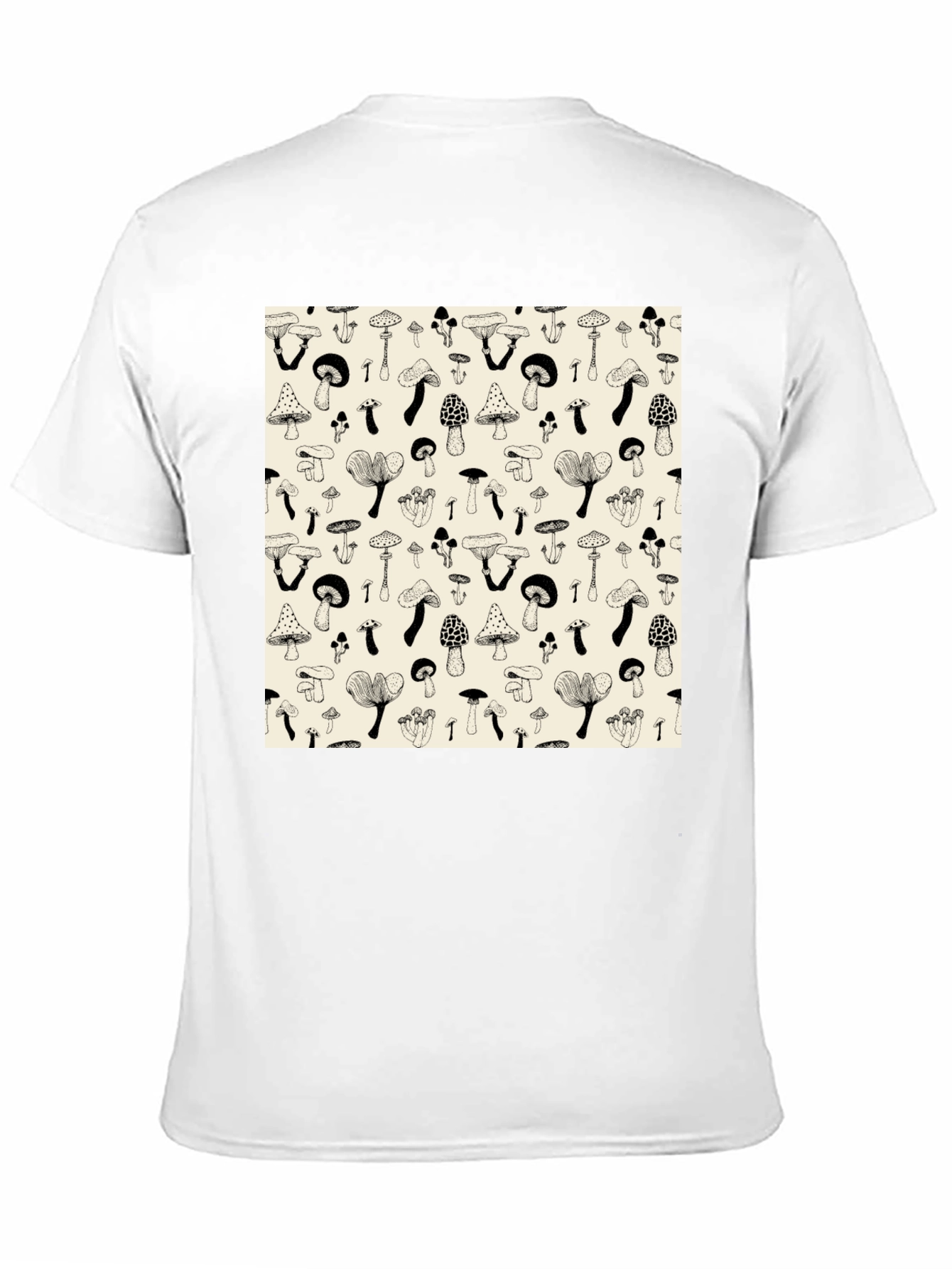 Mushroom Print Black T-Shirt - Unique Graphic Tee