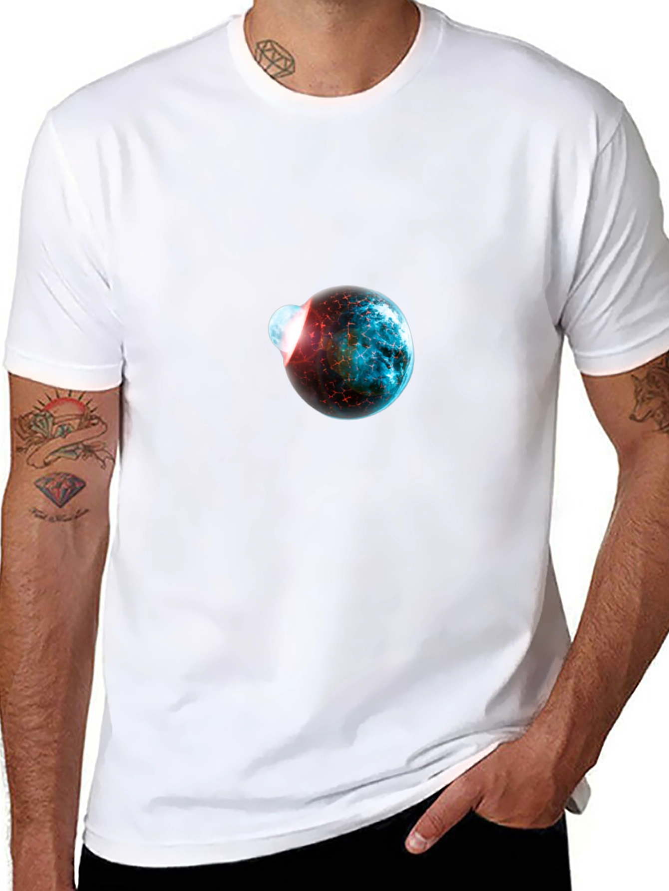 Cosmic Collision Graphic Black T-Shirt
