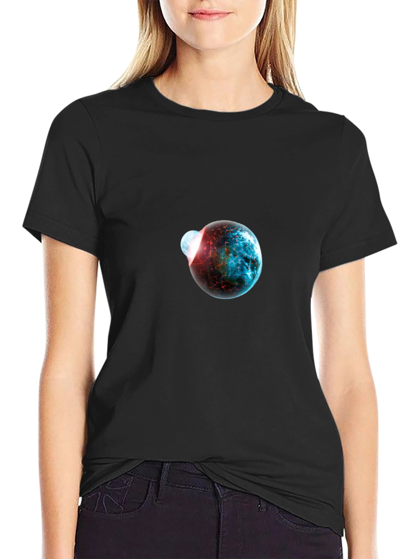 Cosmic Collision Graphic Black T-Shirt