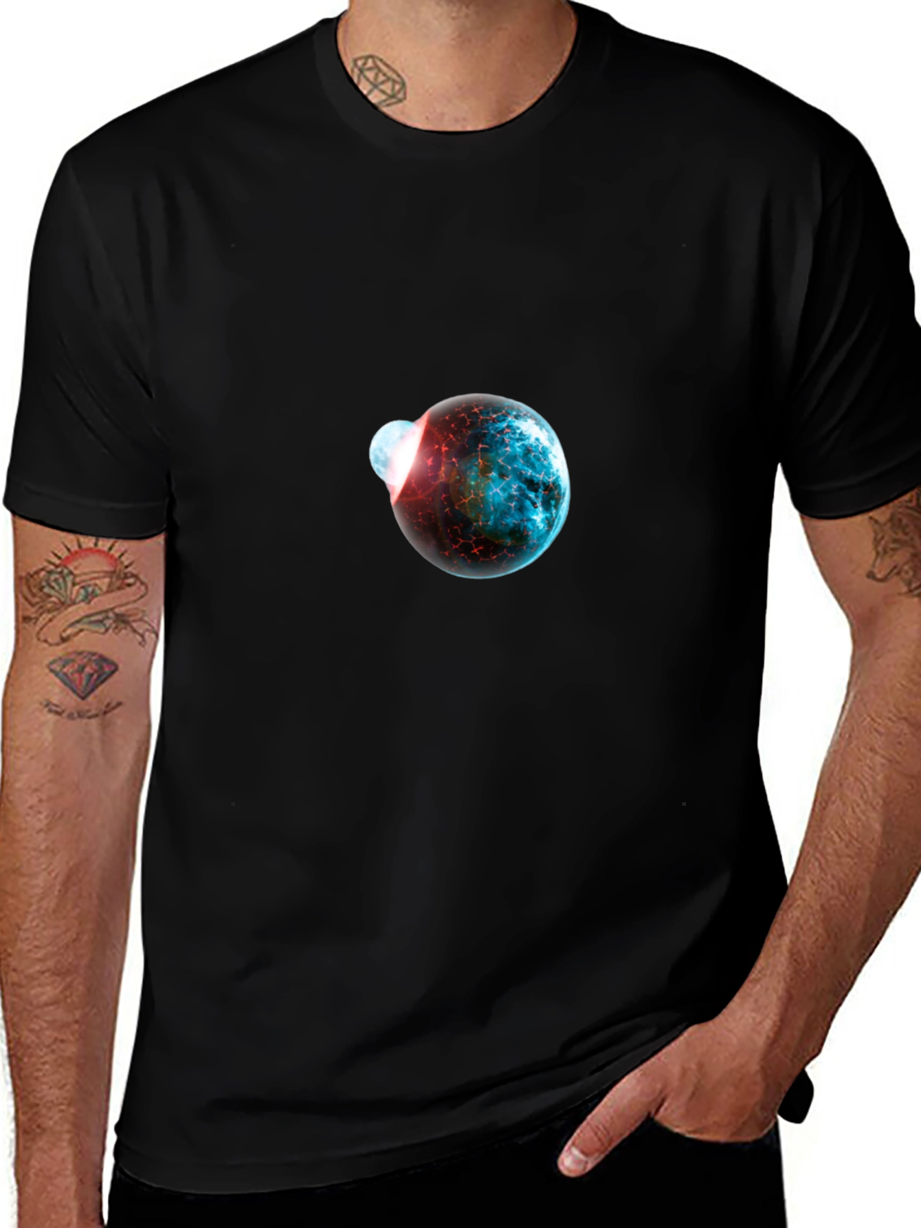Cosmic Collision Graphic Black T-Shirt