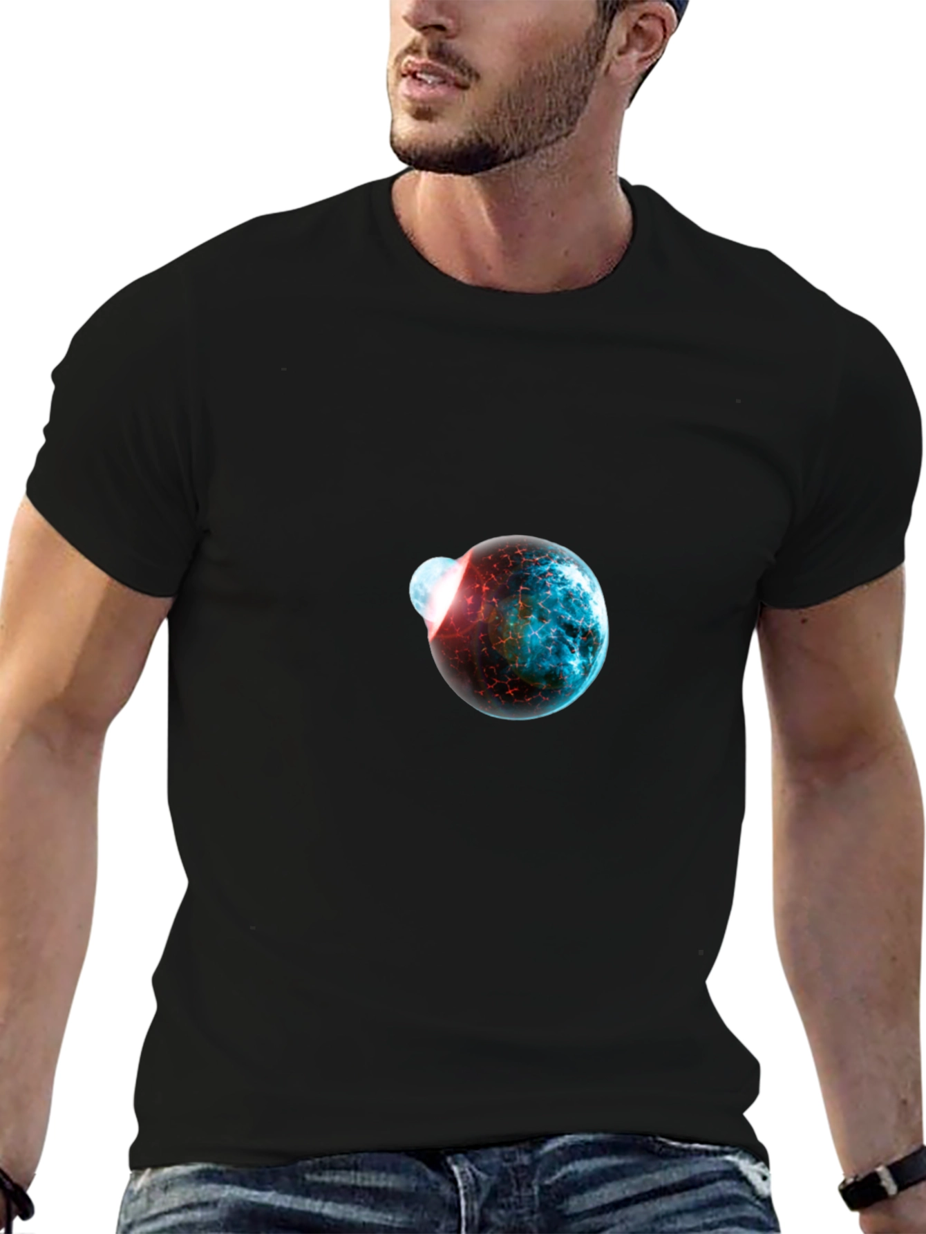 Cosmic Collision Graphic Black T-Shirt