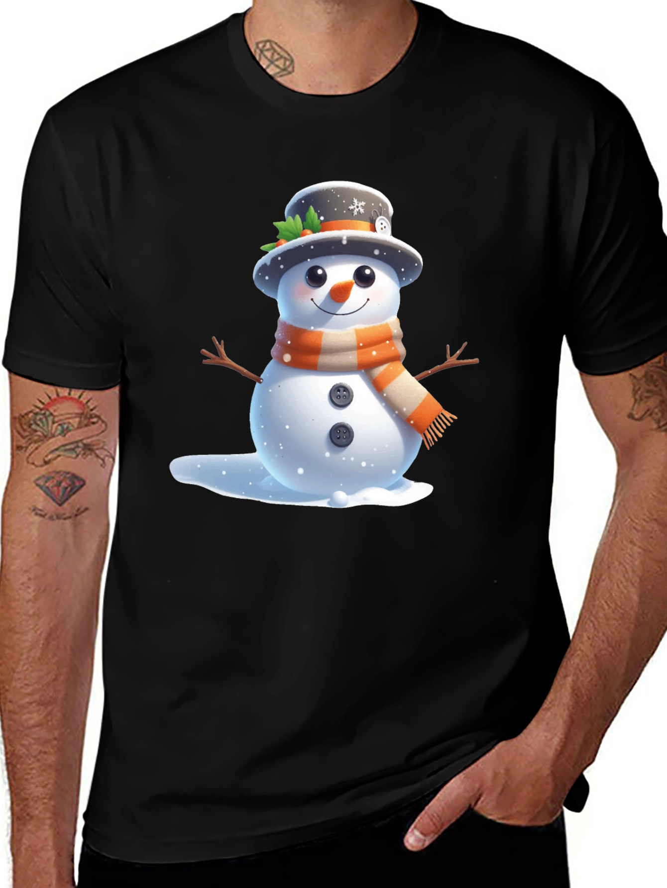 Cute Snowman Graphic T-Shirt - Winter Holiday Apparel