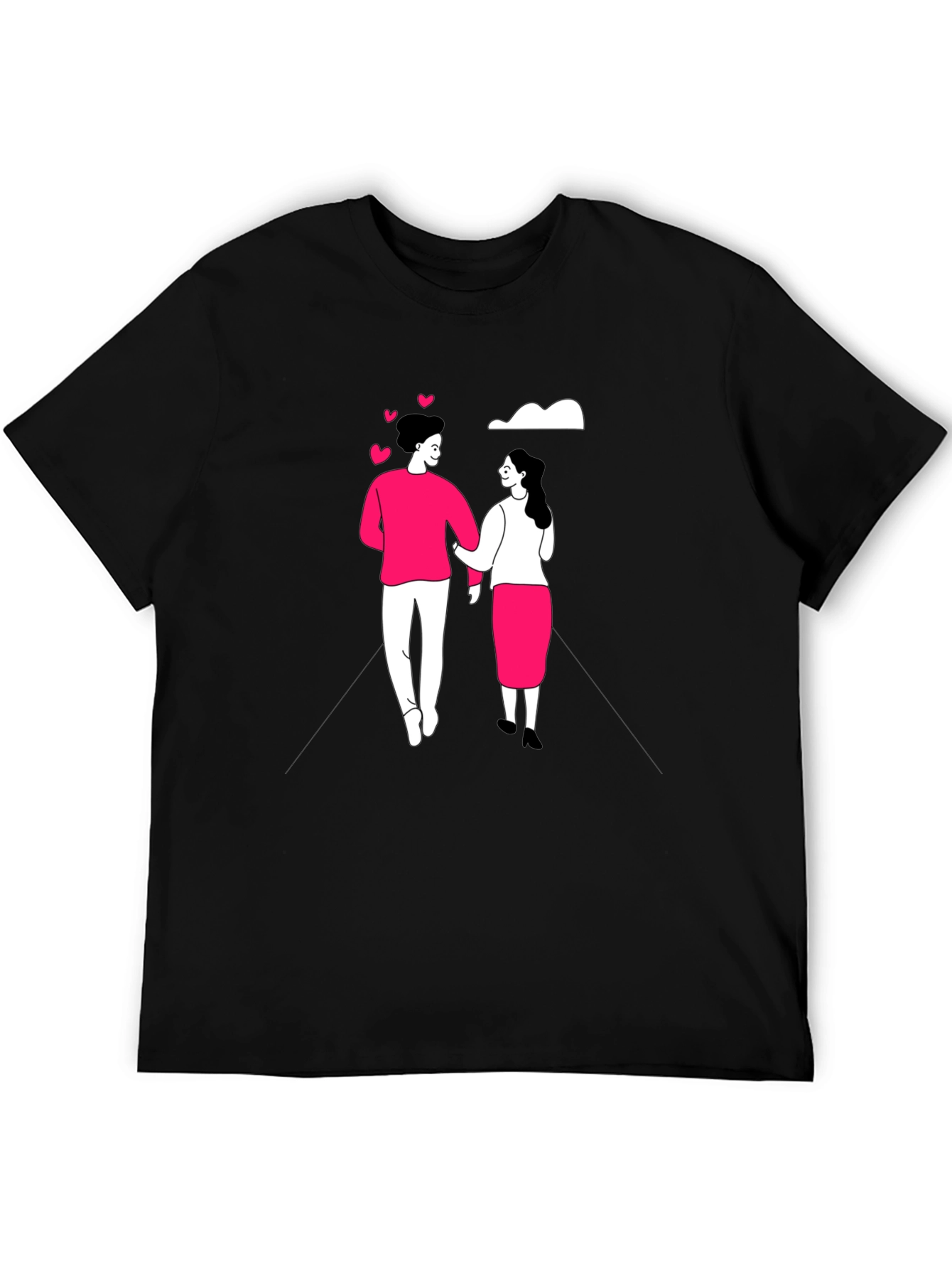 Romantic Couple Black Graphic Tee