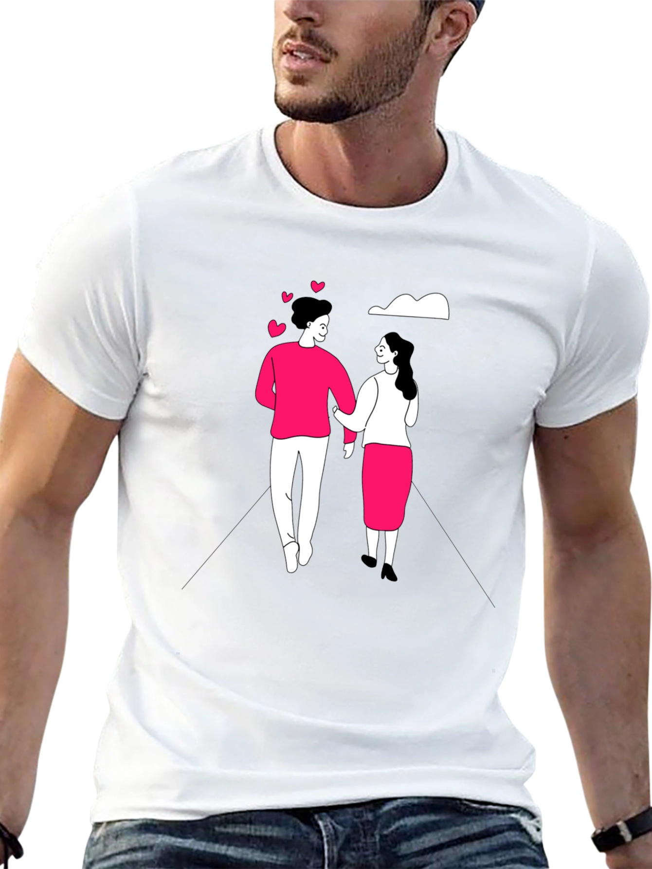 Romantic Couple Black Graphic Tee