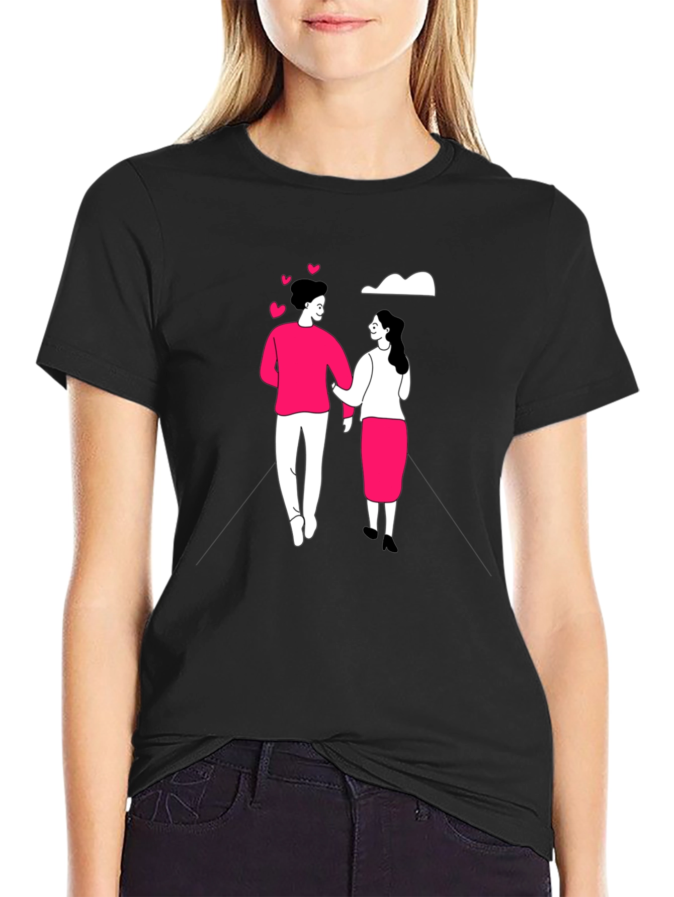Romantic Couple Black Graphic Tee