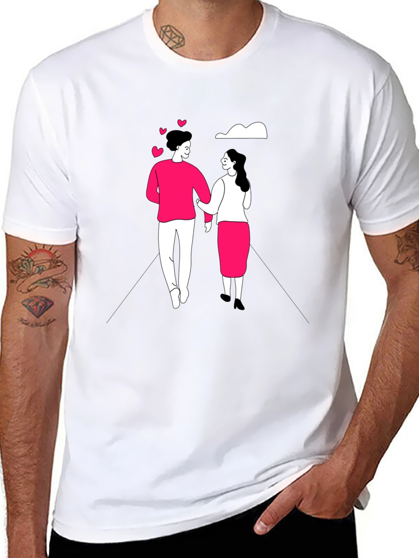 Romantic Couple Black Graphic Tee