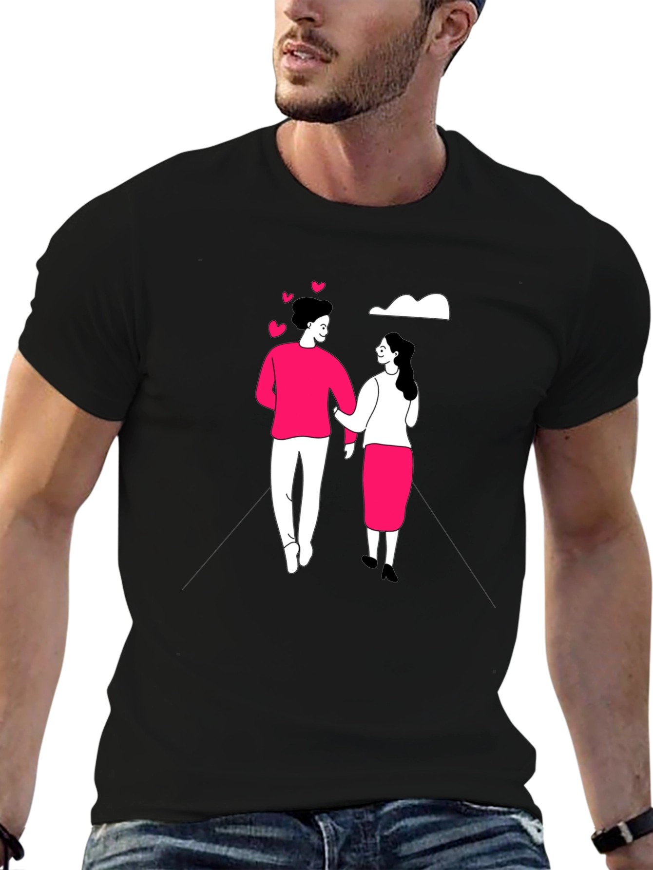Romantic Couple Black Graphic Tee