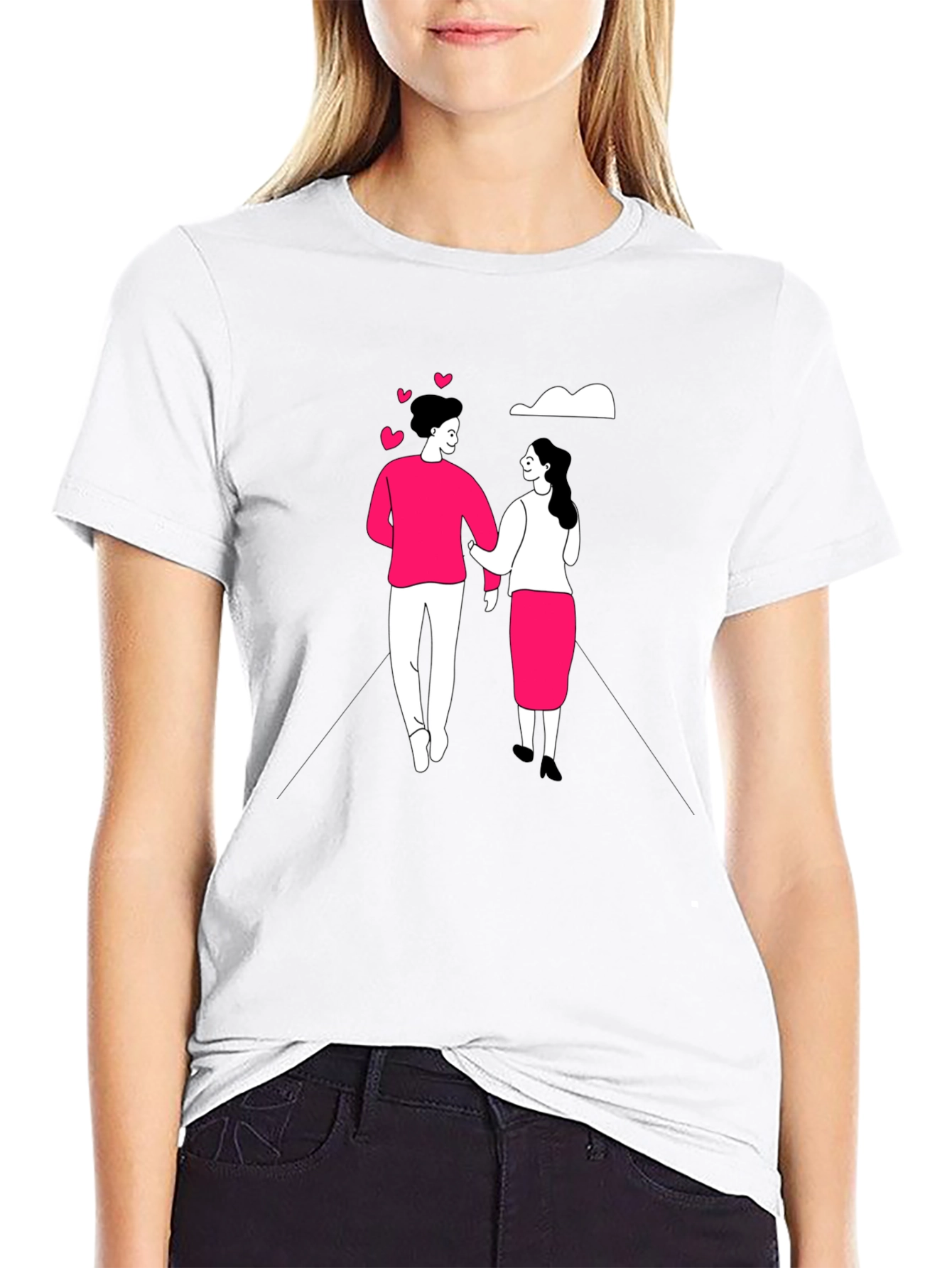 Romantic Couple Black Graphic Tee