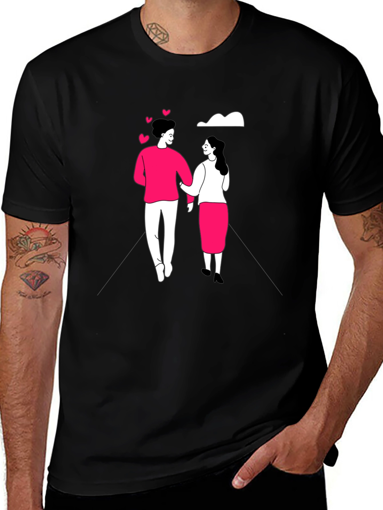 Romantic Couple Black Graphic Tee