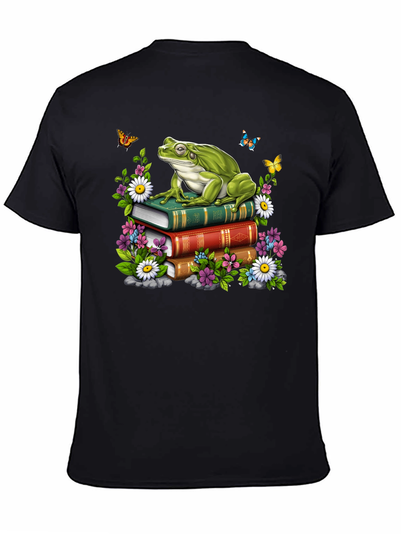 Frog on Books Graphic Tee - Nature Lover Shirt