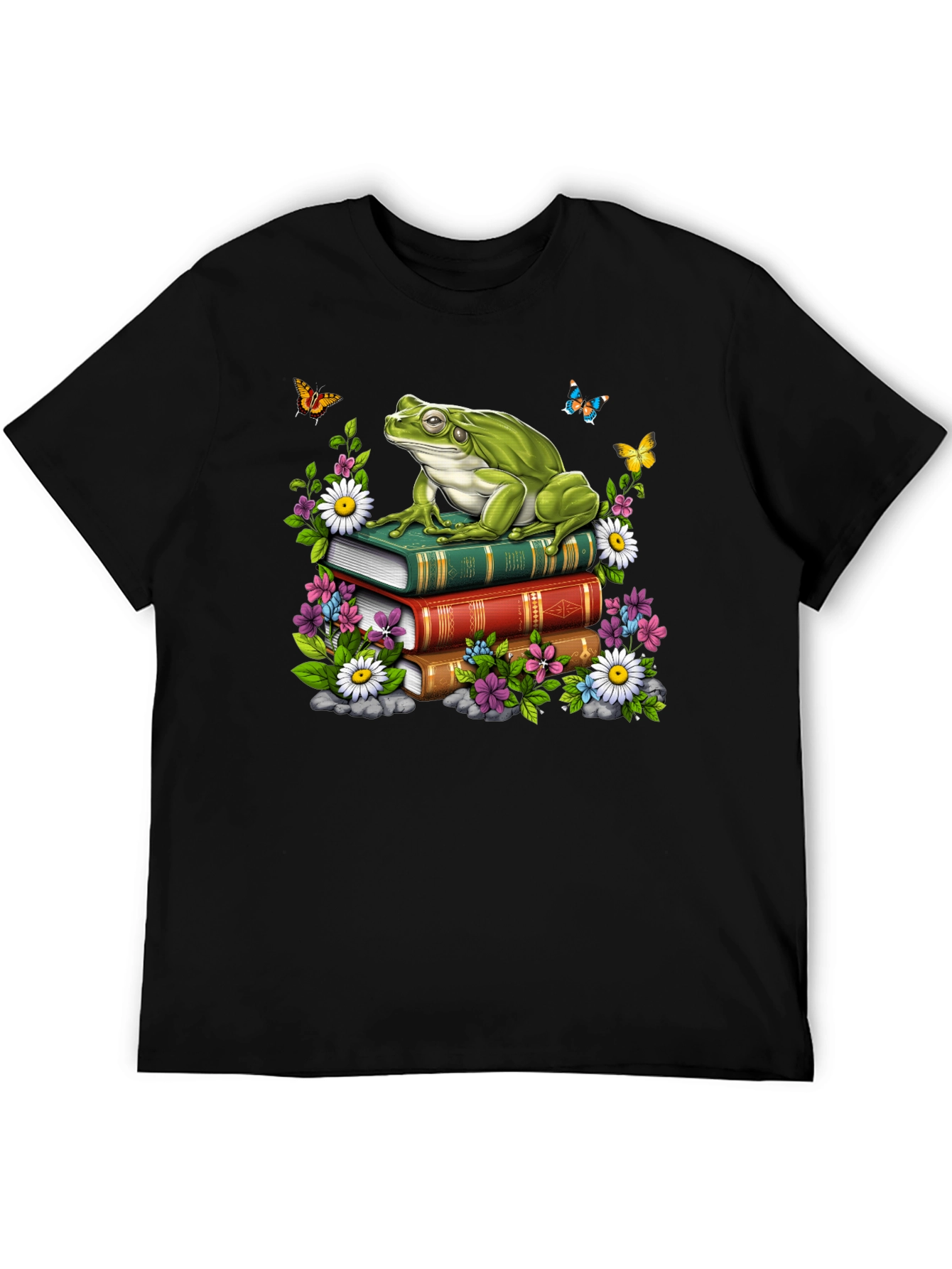 Frog on Books Graphic Tee - Nature Lover Shirt