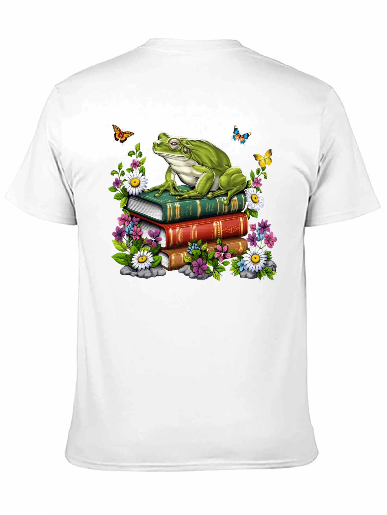 Frog on Books Graphic Tee - Nature Lover Shirt