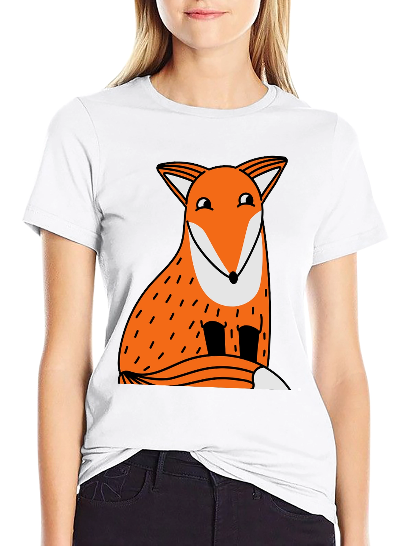 Funny Fox Graphic Tee - Black Cotton T-Shirt