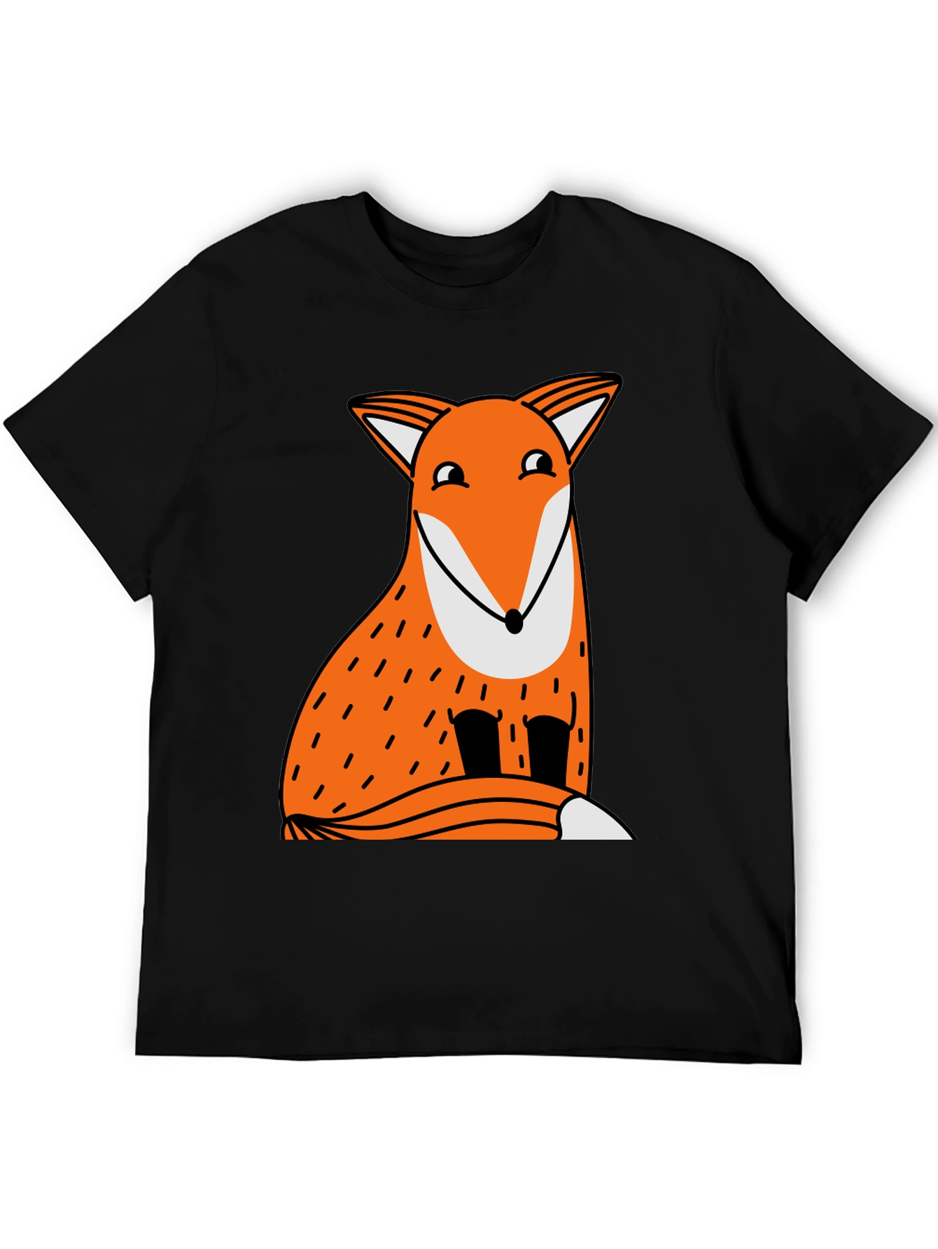 Funny Fox Graphic Tee - Black Cotton T-Shirt