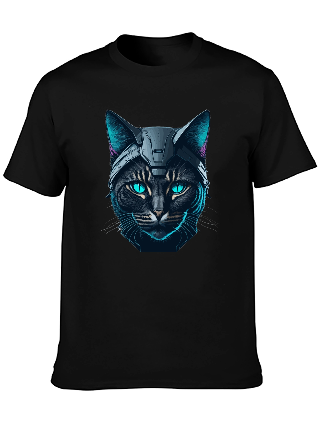 Cyber Cat T-Shirt - Futuristic Feline Design