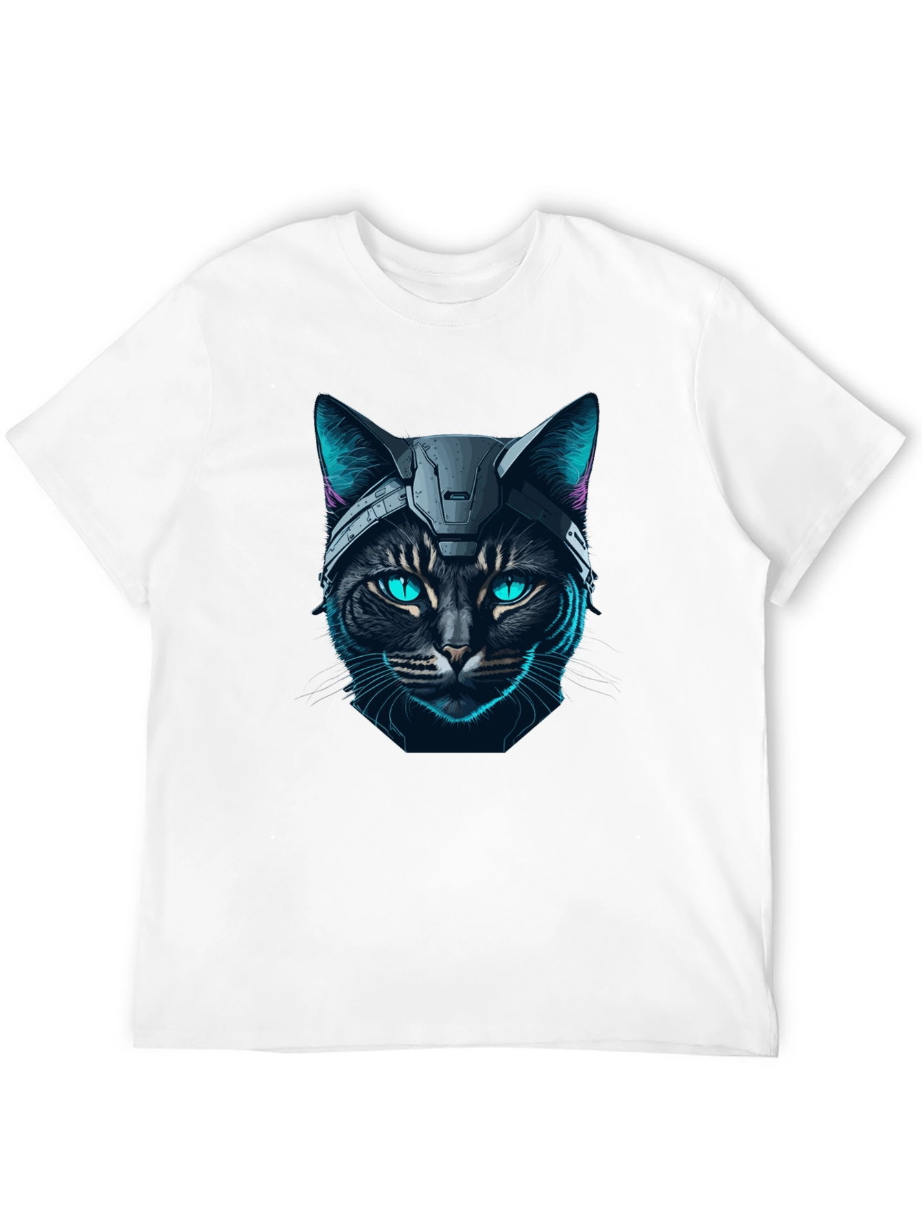 Cyber Cat T-Shirt - Futuristic Feline Design