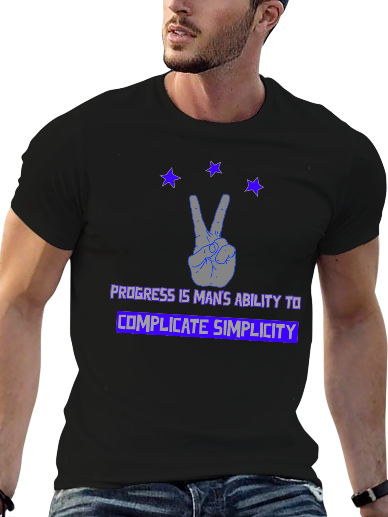 Progress Complicate Simplicity Black Graphic Tee