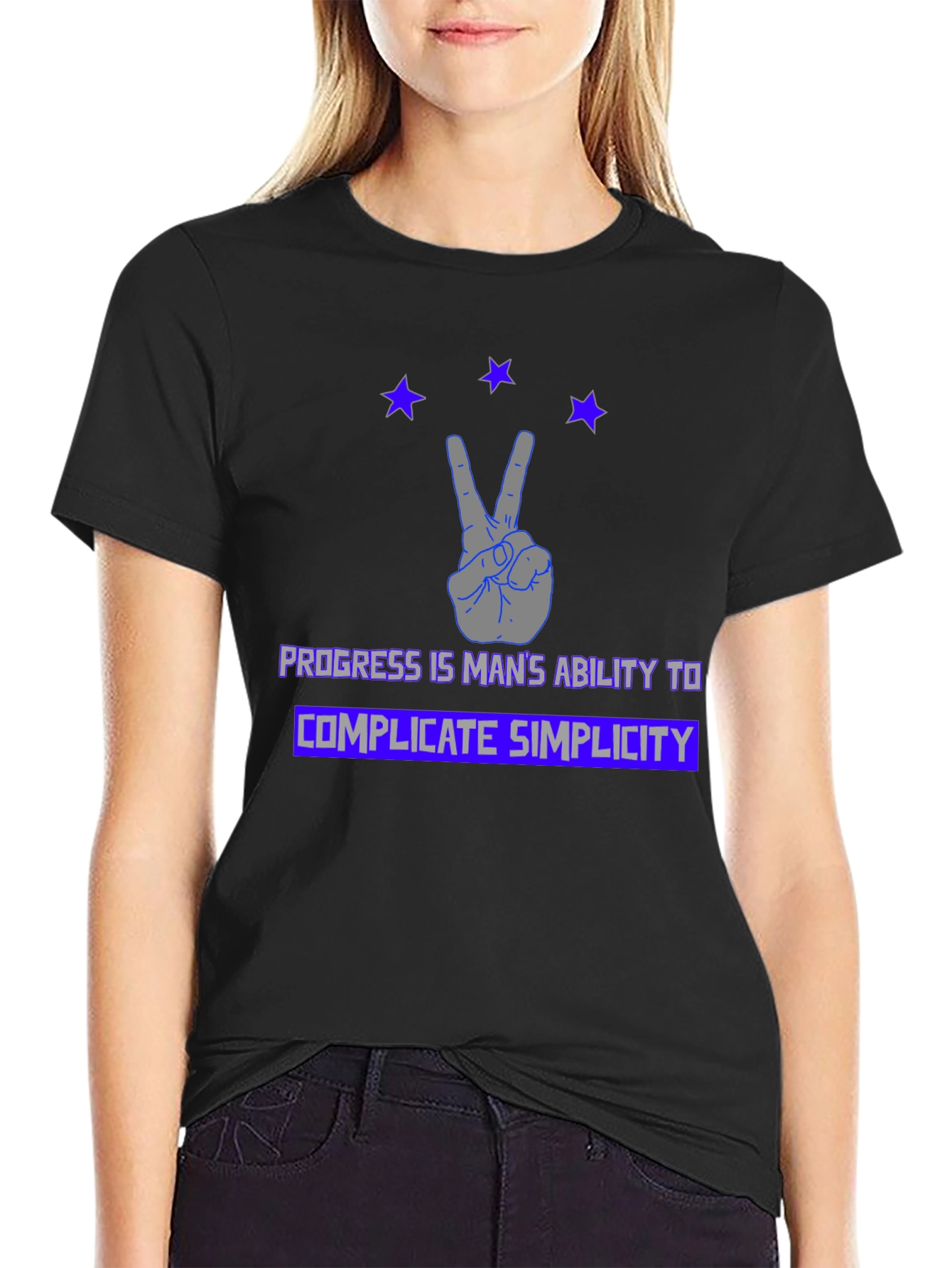 Progress Complicate Simplicity Black Graphic Tee