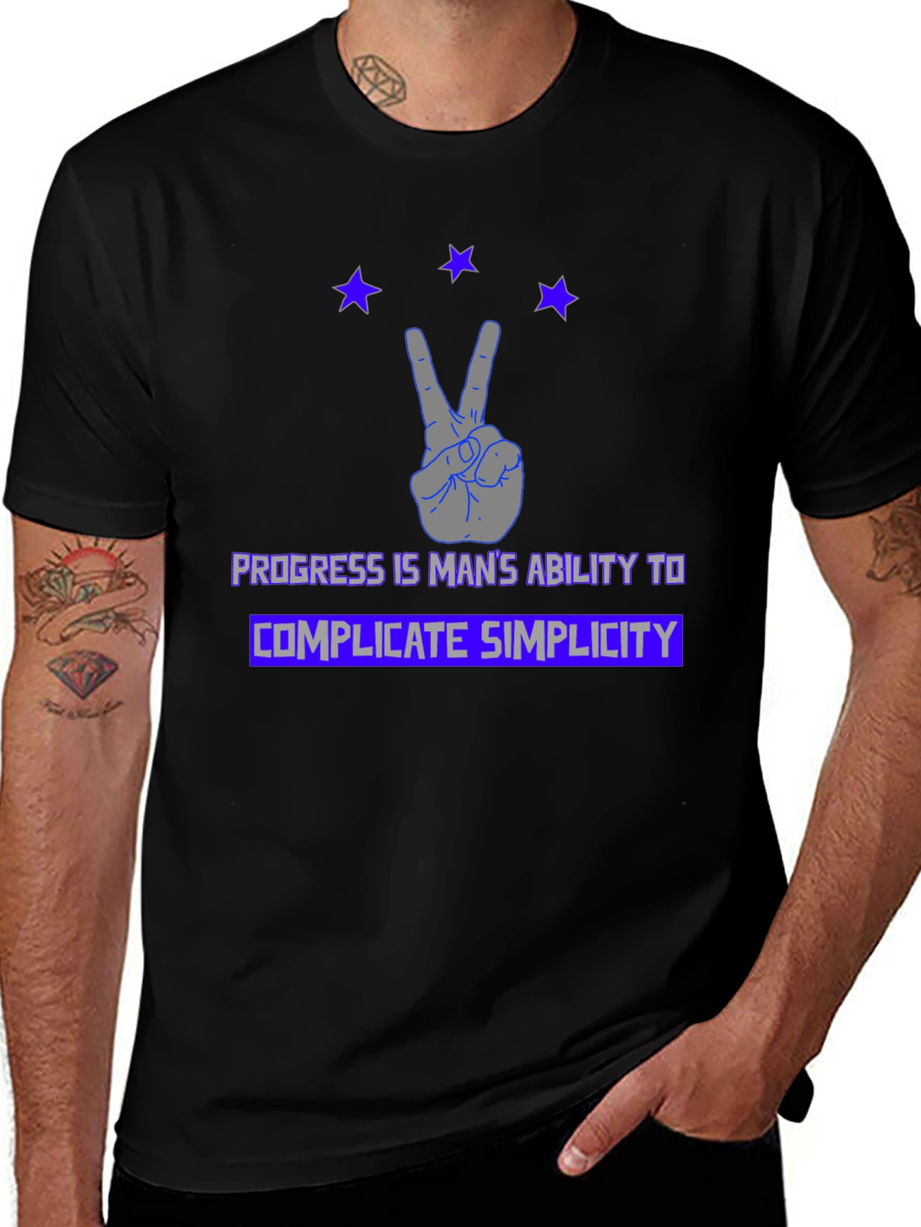 Progress Complicate Simplicity Black Graphic Tee