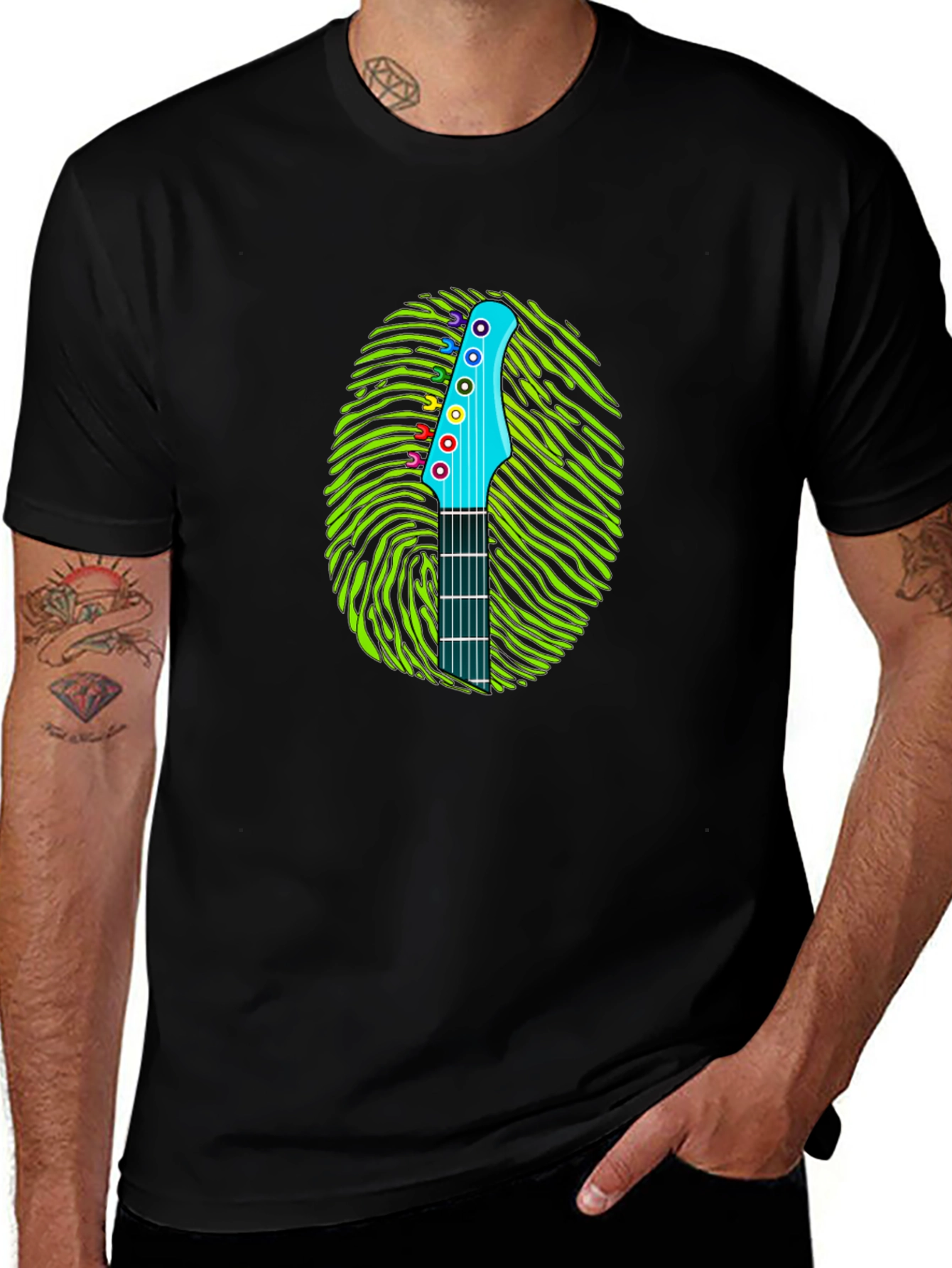 Guitar Fingerprint Graphic T-Shirt