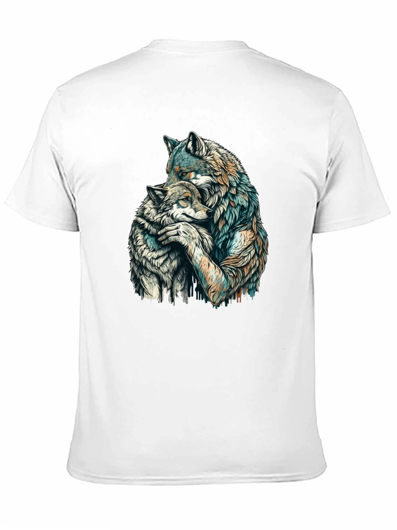 Wolf Hug Graphic Tee - Black Cotton Blend