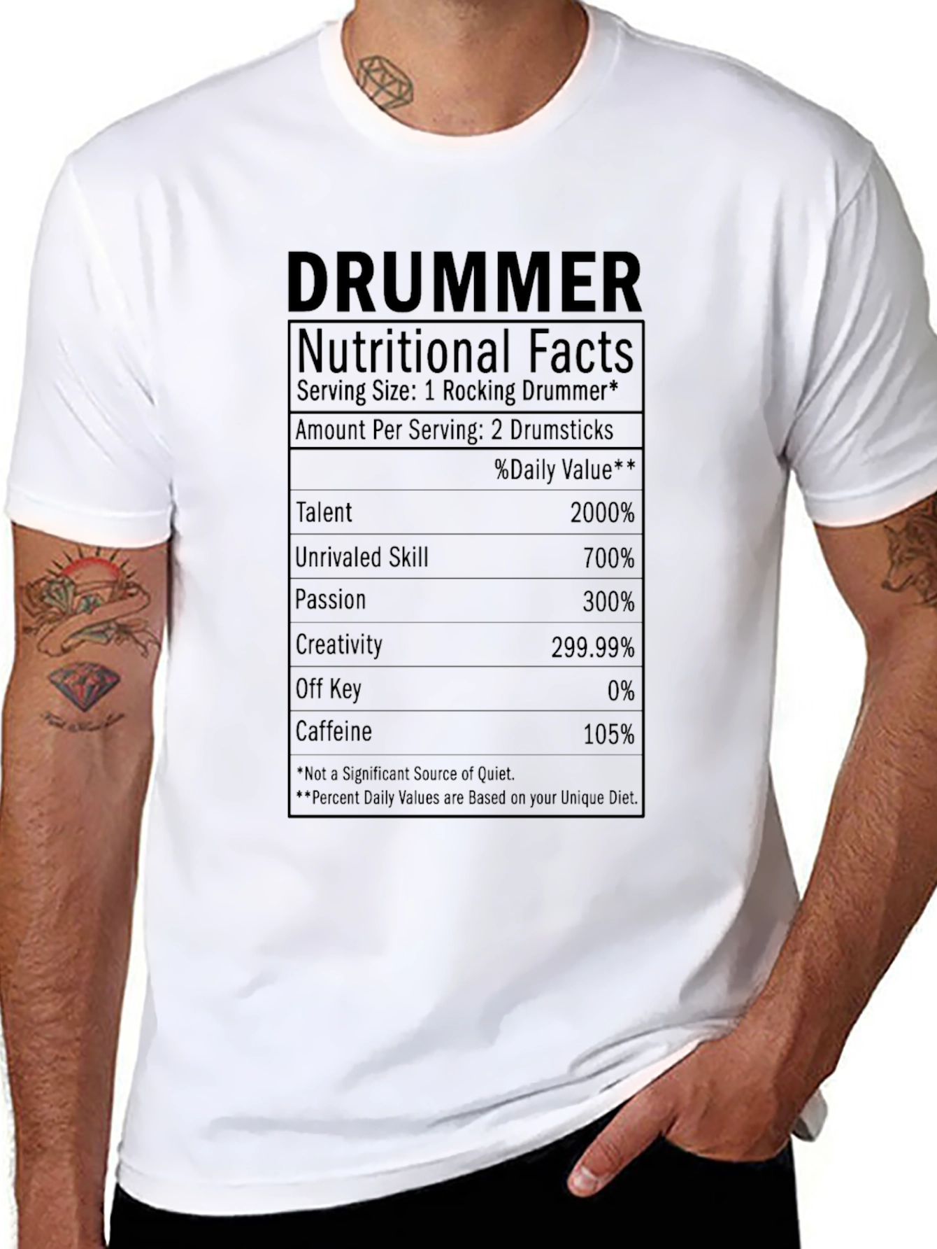 Drummer Nutritional Facts Graphic Tee