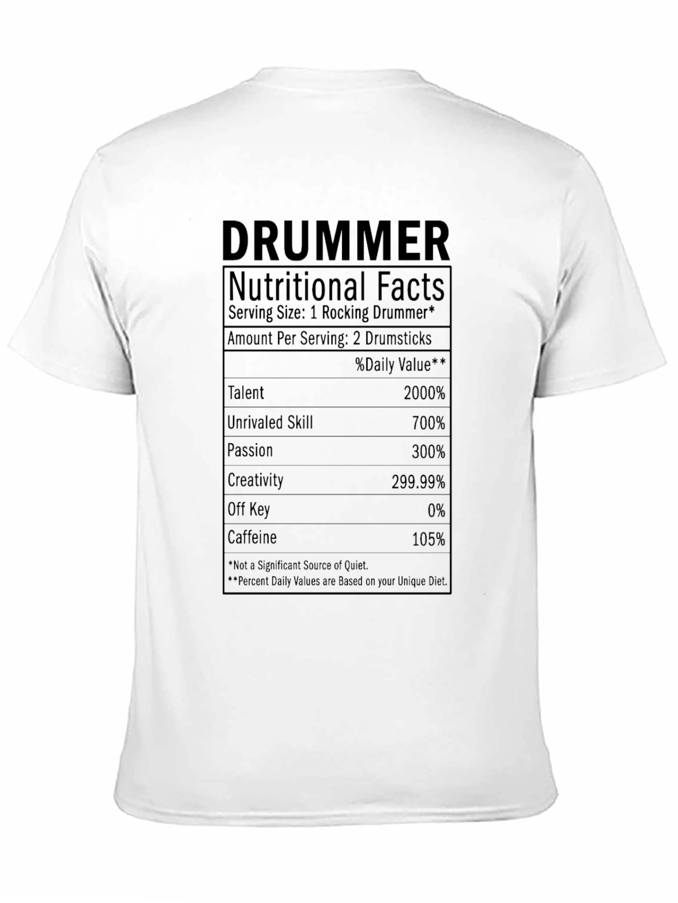 Drummer Nutritional Facts Graphic Tee