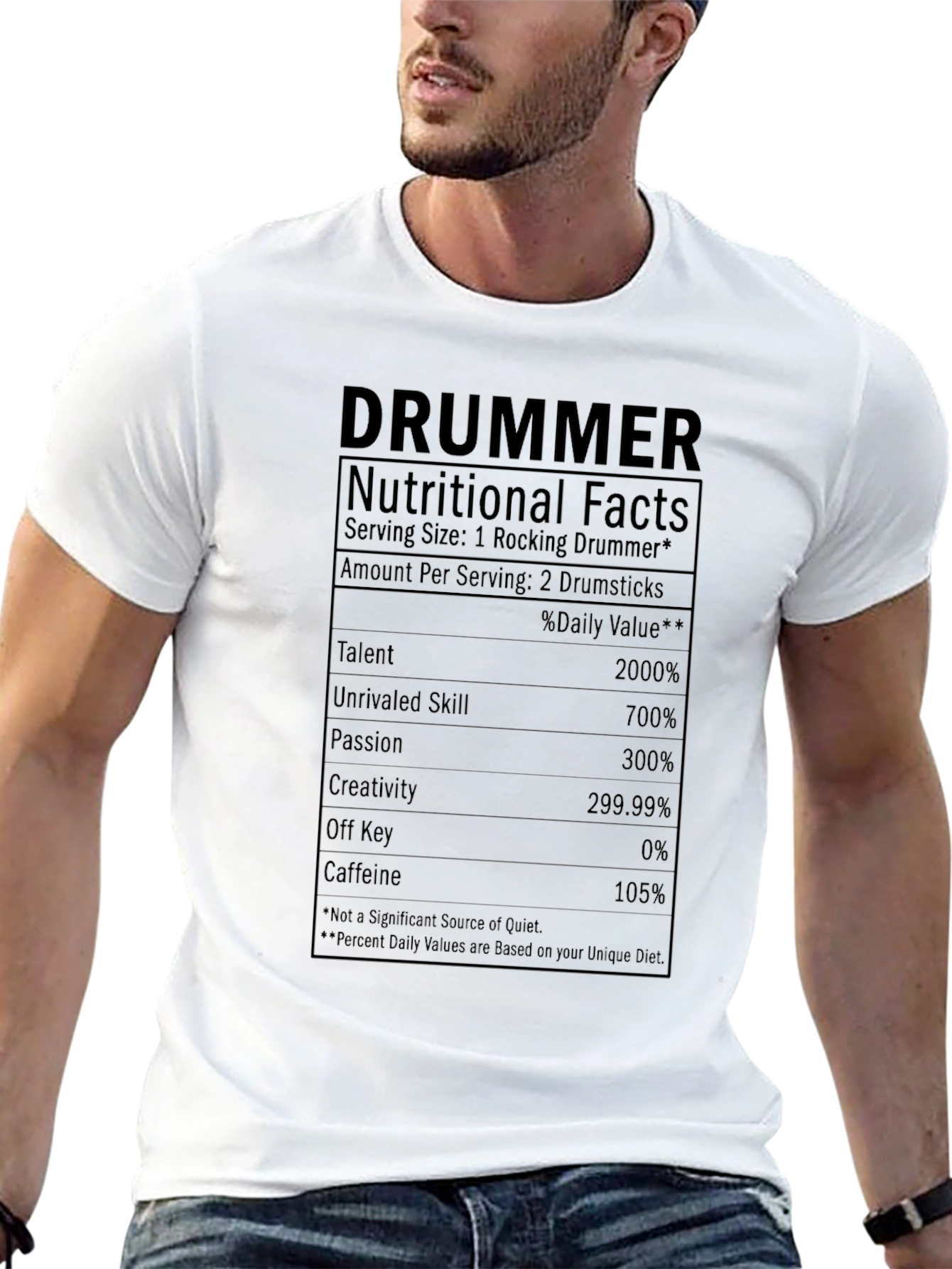 Drummer Nutritional Facts Graphic Tee