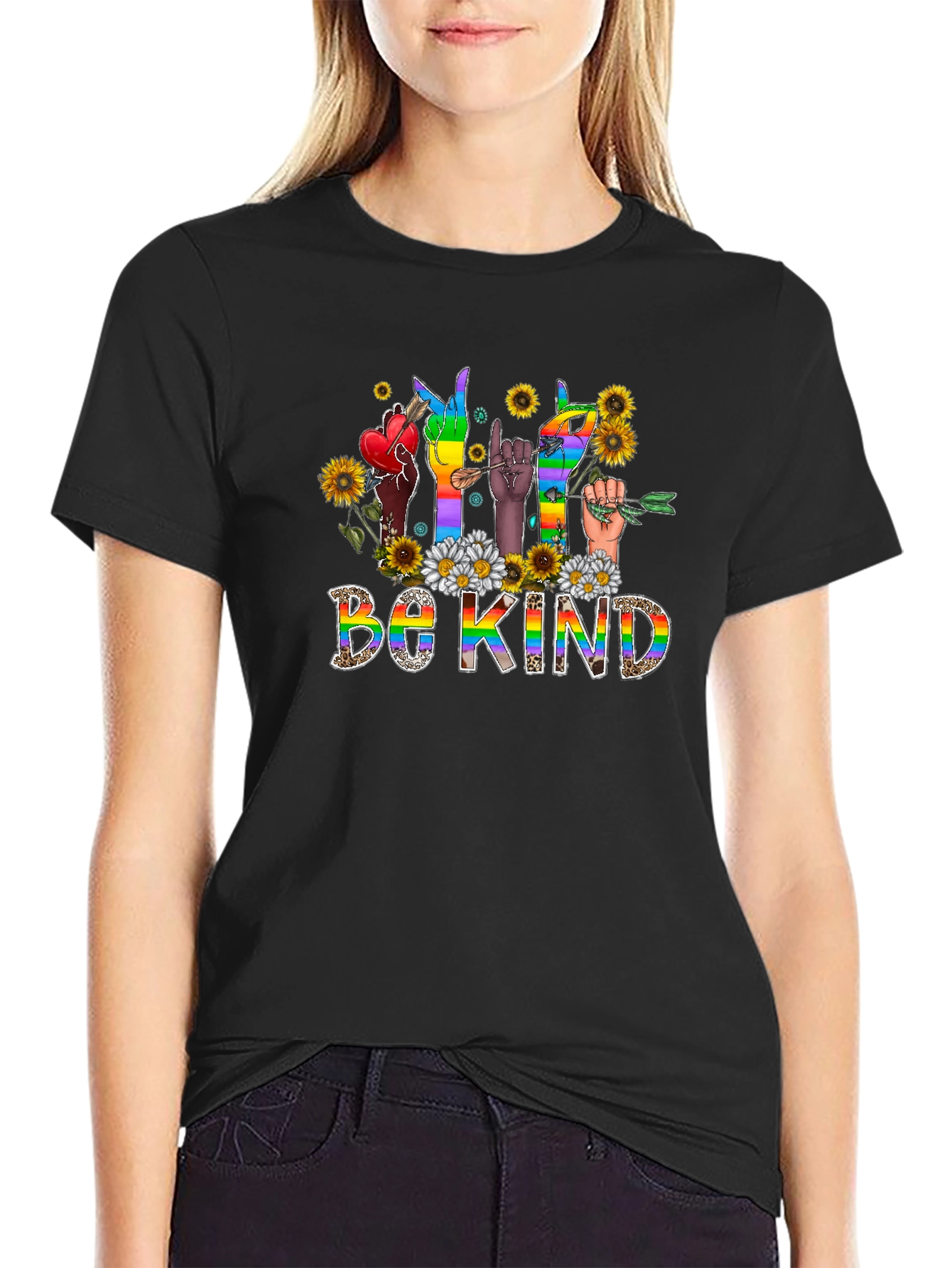 Be Kind Pride Sign Language Graphic Tee