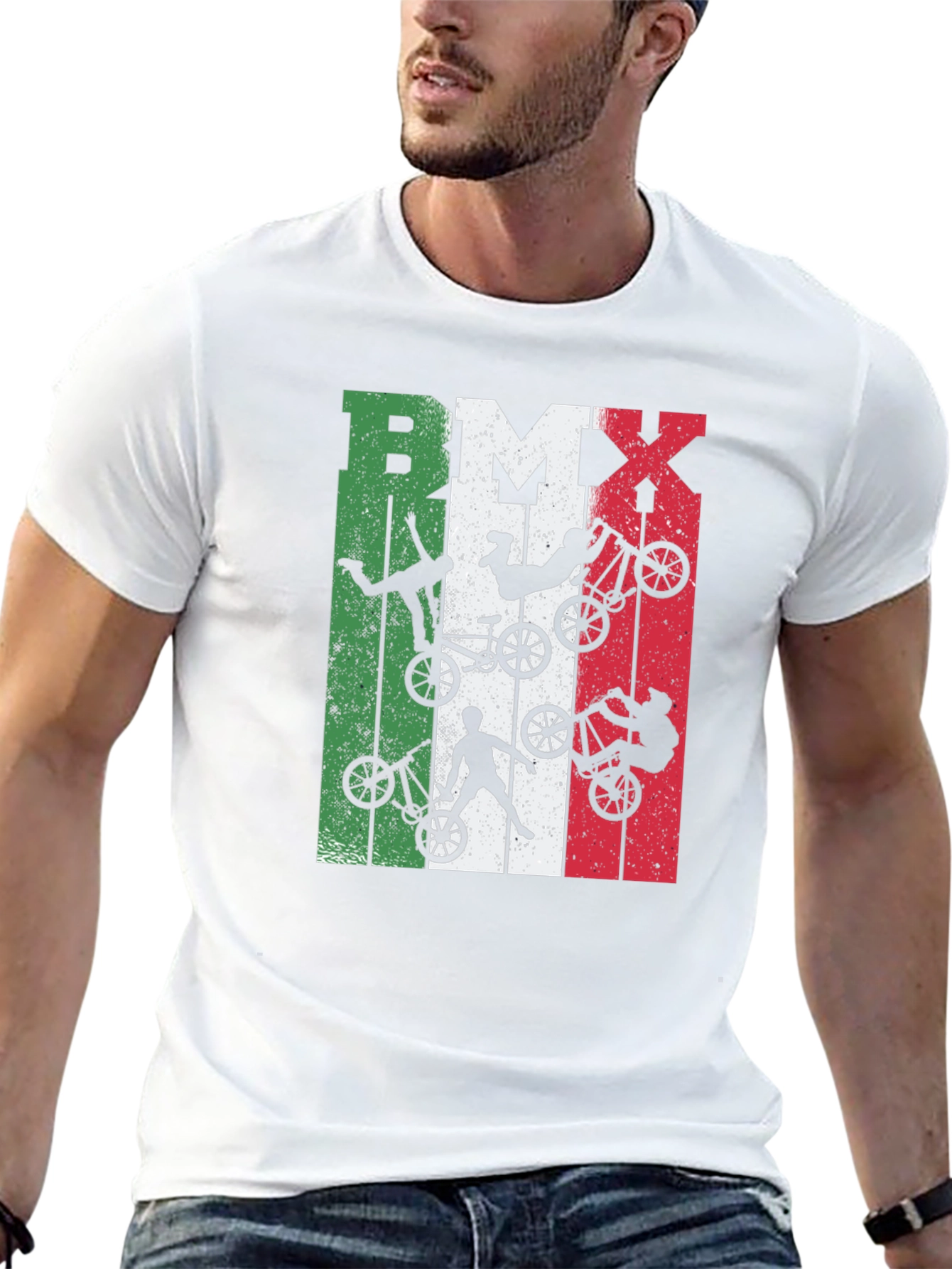 BMX Italian Flag Graphic Tee - Biker Style