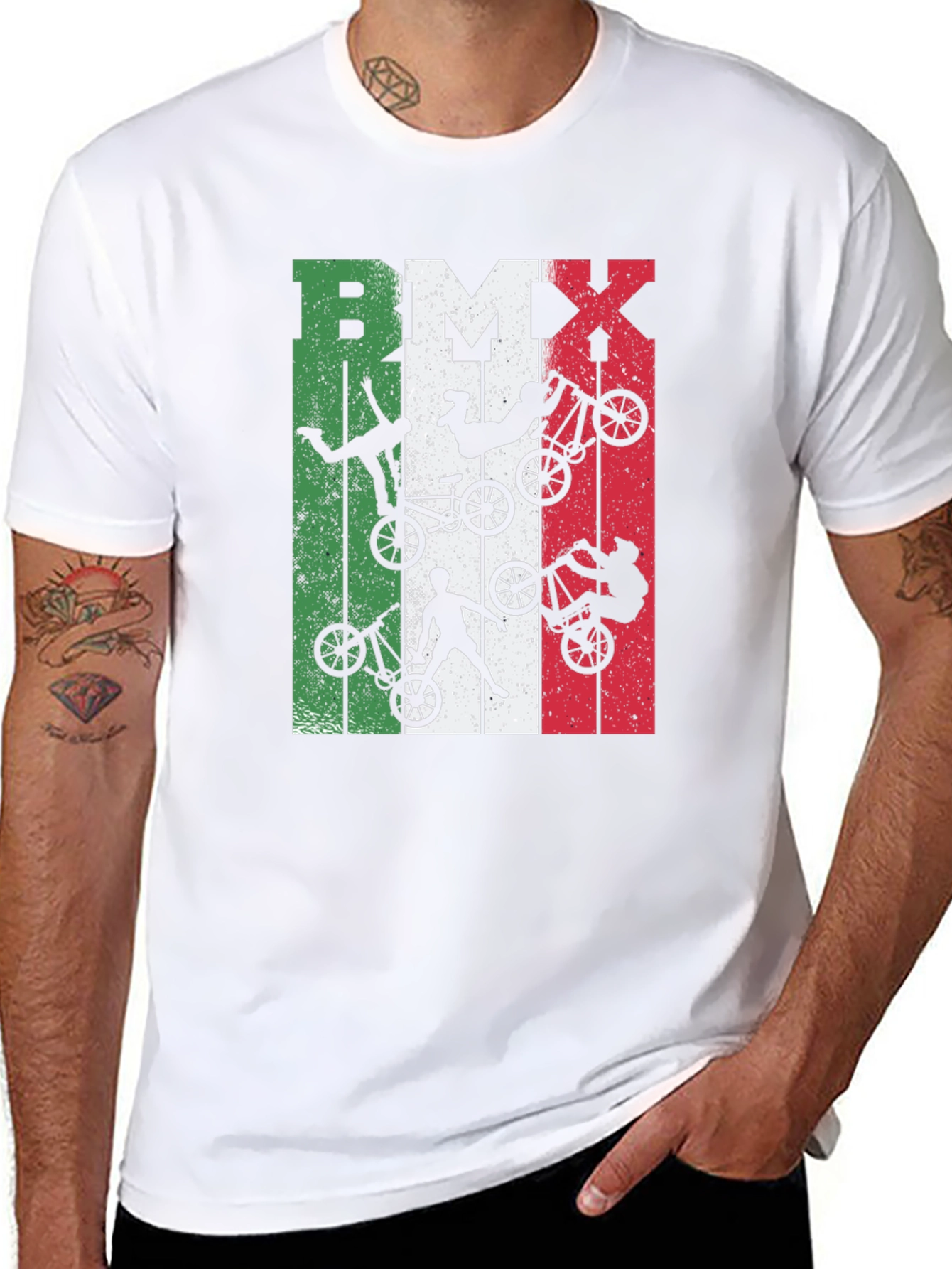 BMX Italian Flag Graphic Tee - Biker Style