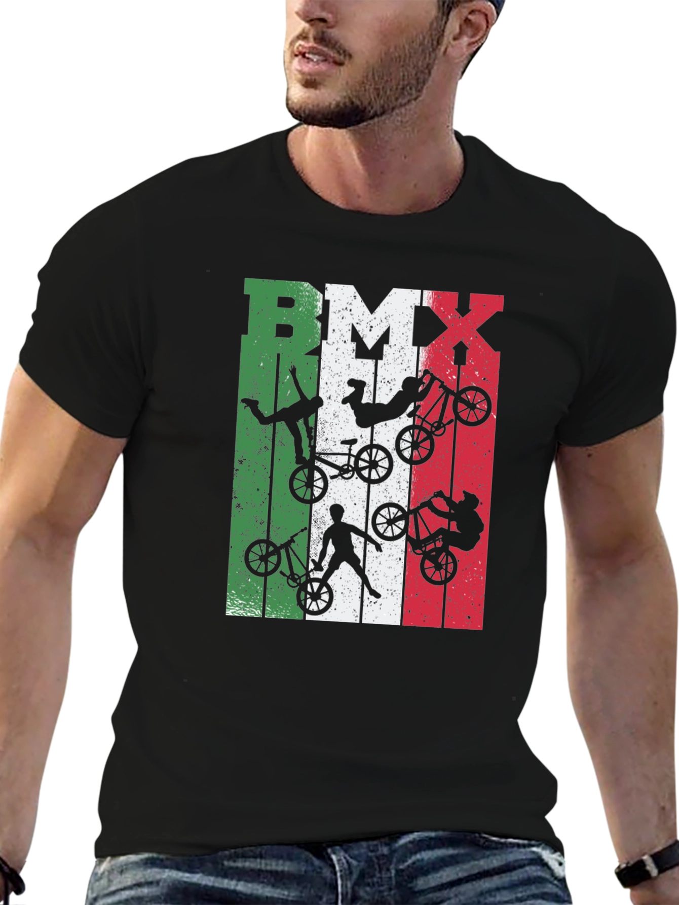 BMX Italian Flag Graphic Tee - Biker Style