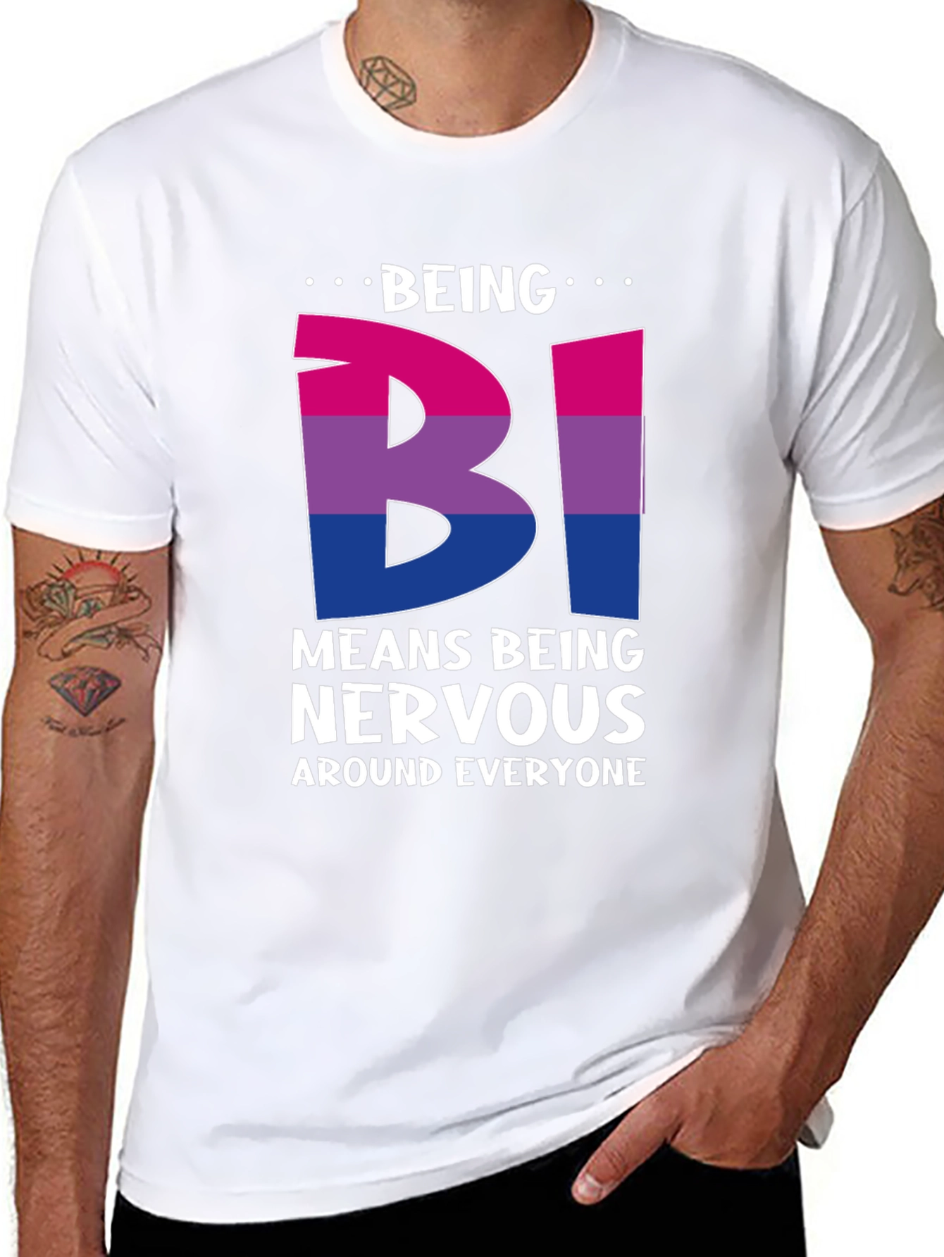 Bisexual Pride T-Shirt - Being Bi Means Being Nervous