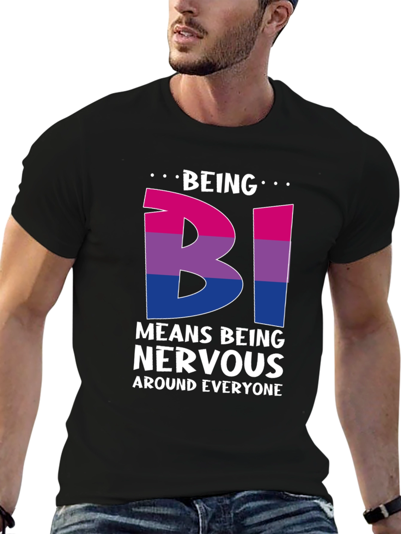 Bisexual Pride T-Shirt - Being Bi Means Being Nervous