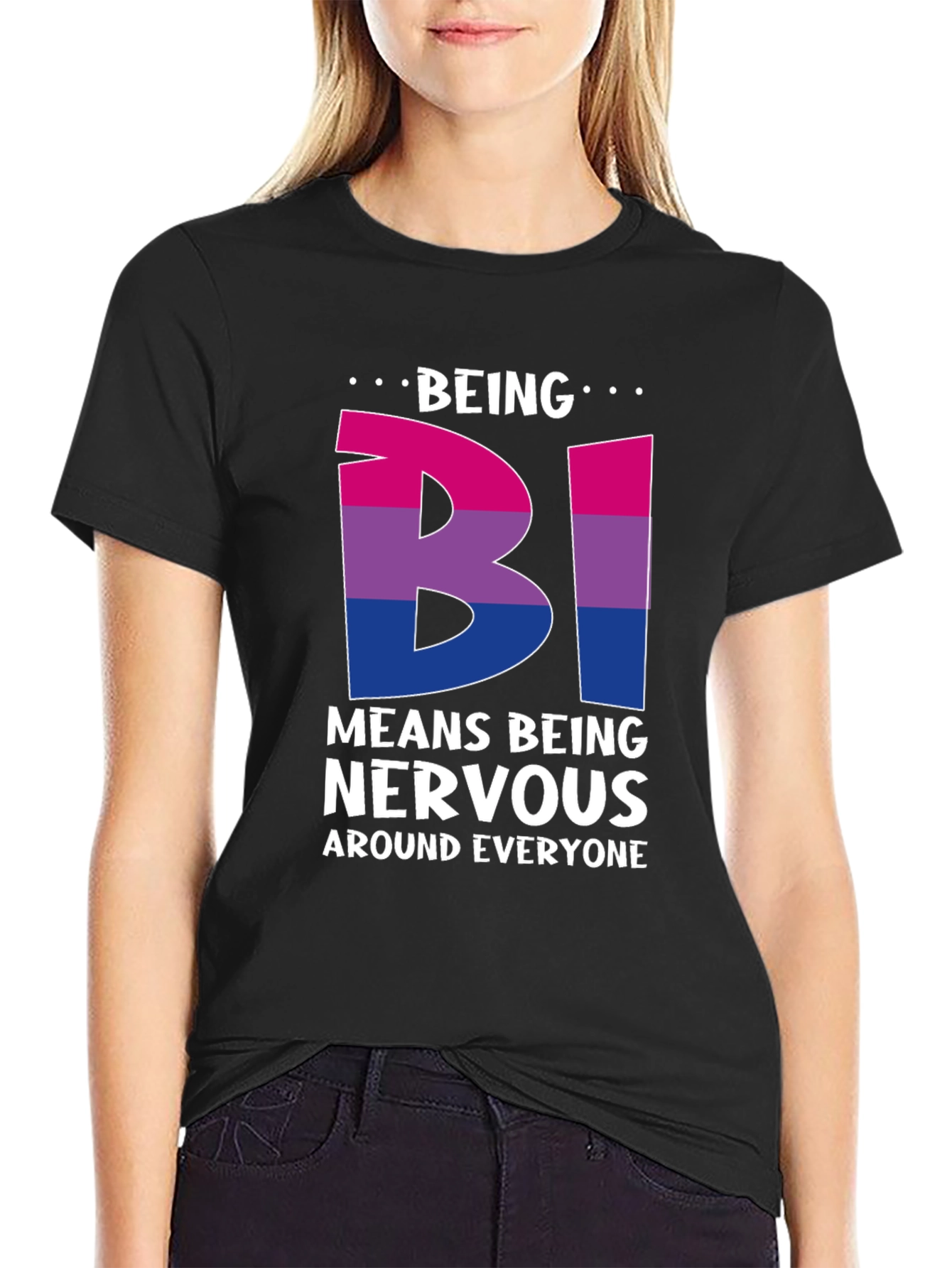 Bisexual Pride T-Shirt - Being Bi Means Being Nervous