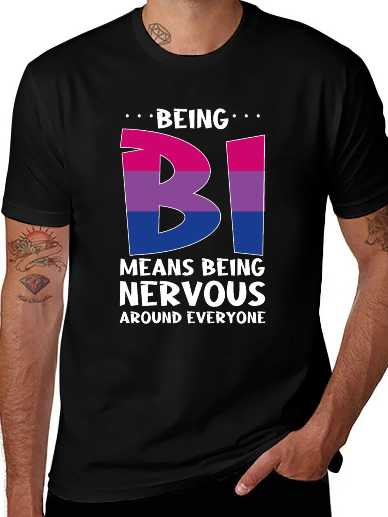 Bisexual Pride T-Shirt - Being Bi Means Being Nervous