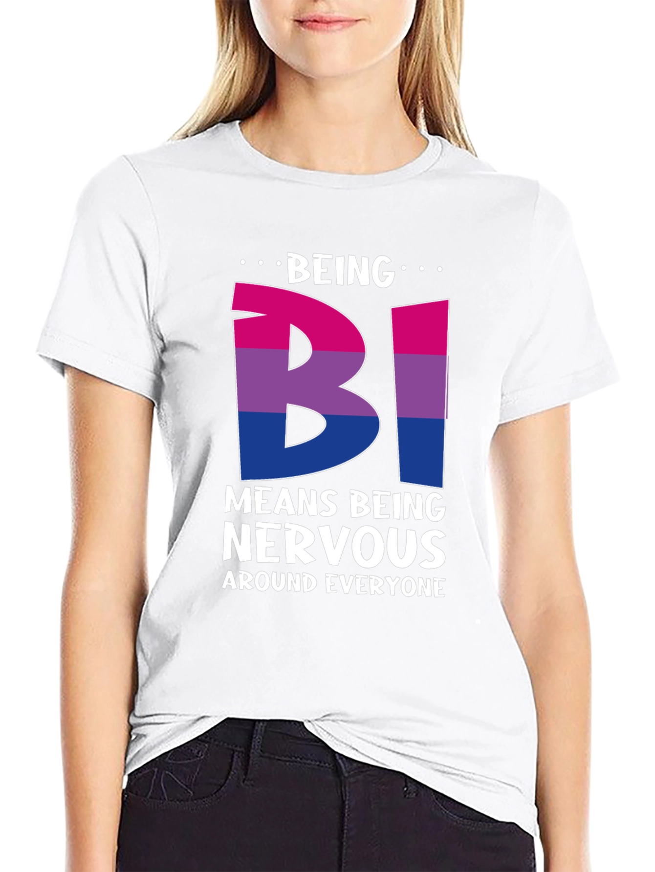 Bisexual Pride T-Shirt - Being Bi Means Being Nervous