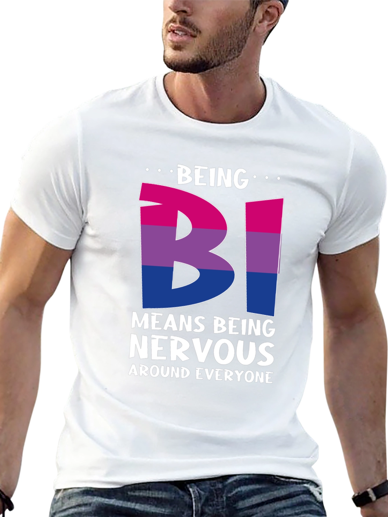 Bisexual Pride T-Shirt - Being Bi Means Being Nervous