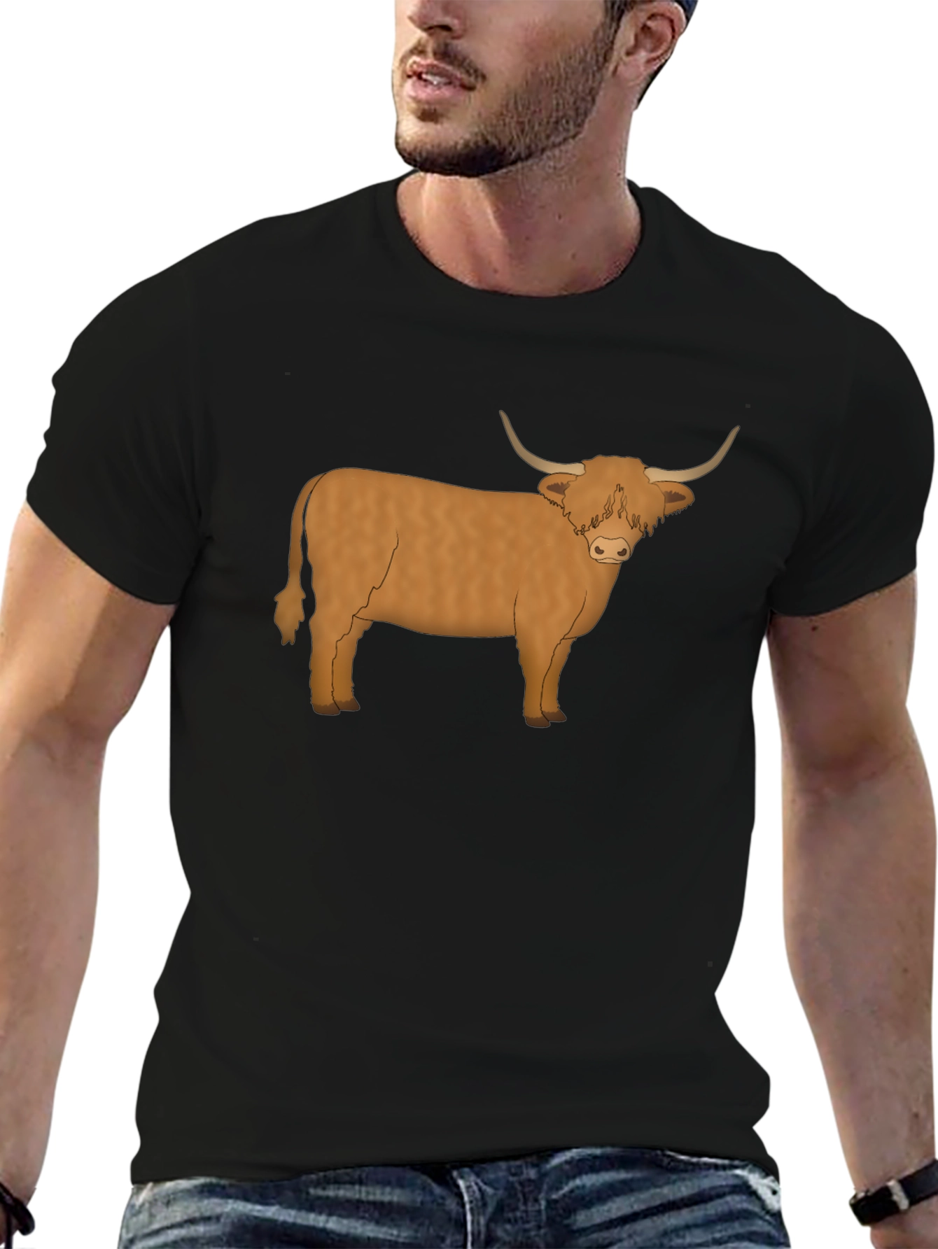 Highland Cow Graphic Tee - Mens Black T-Shirt