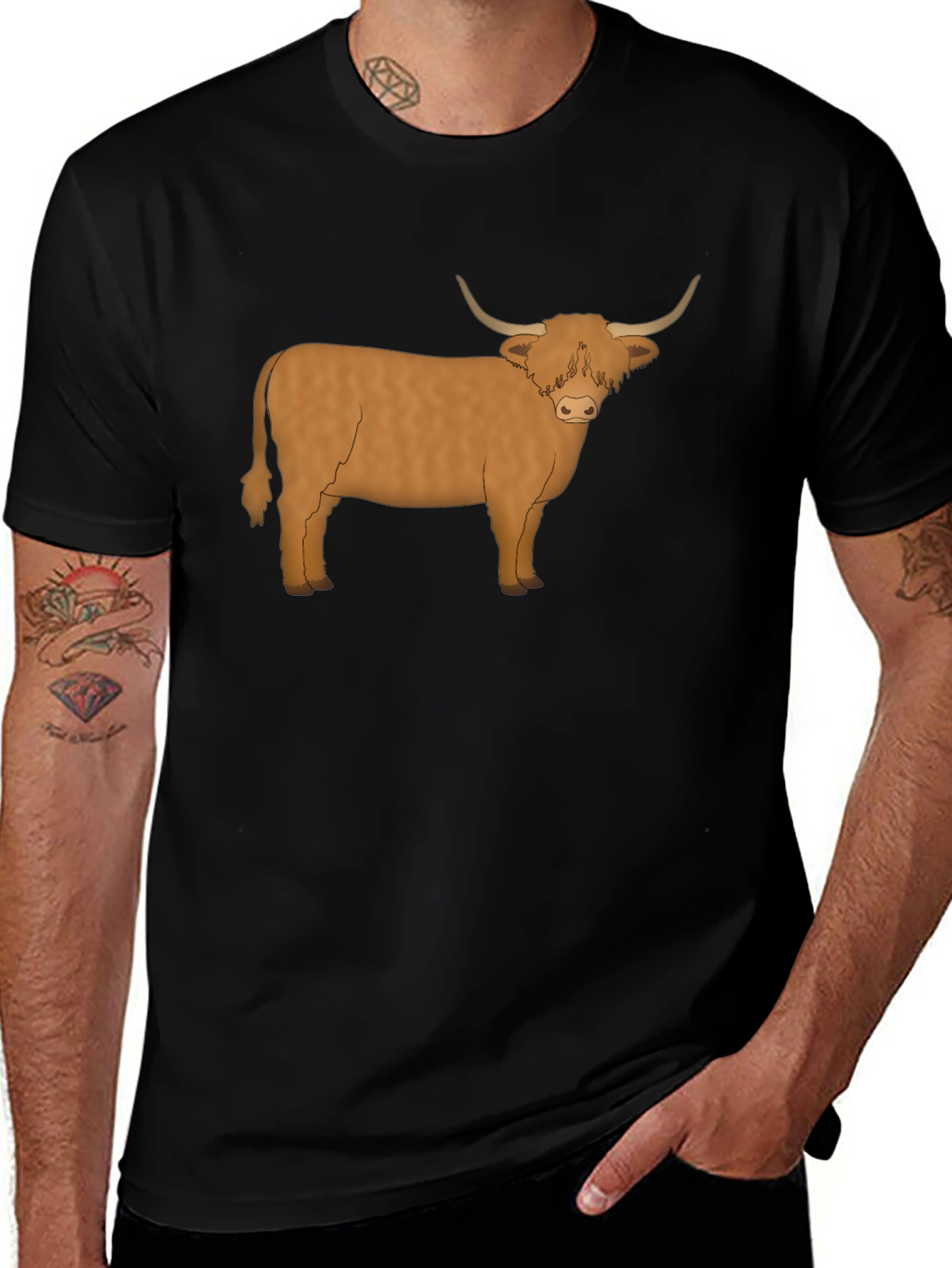 Highland Cow Graphic Tee - Mens Black T-Shirt