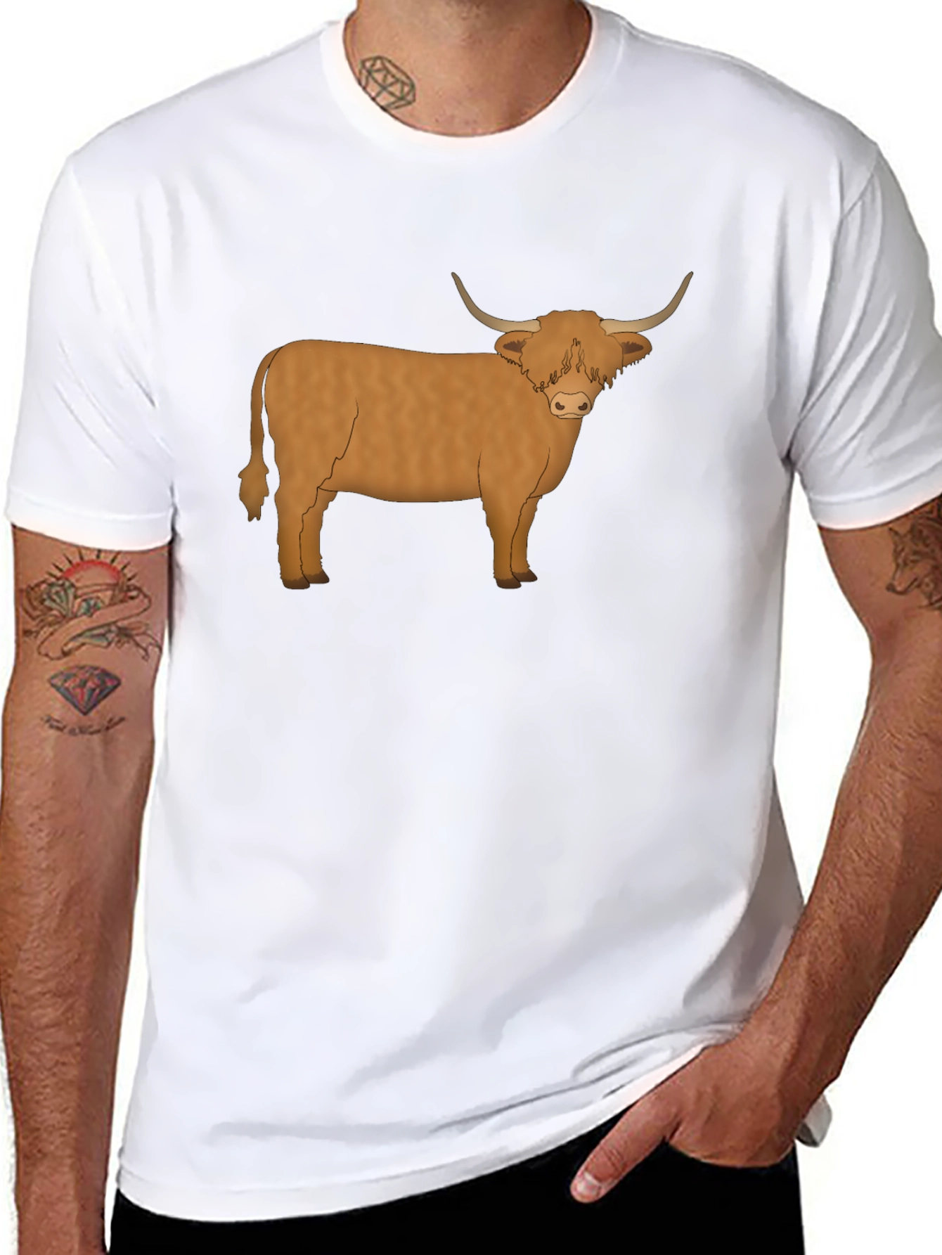 Highland Cow Graphic Tee - Mens Black T-Shirt