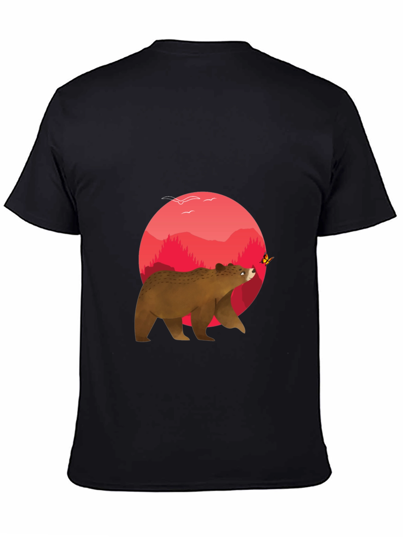 Bear & Butterfly Graphic Tee - Black T-Shirt