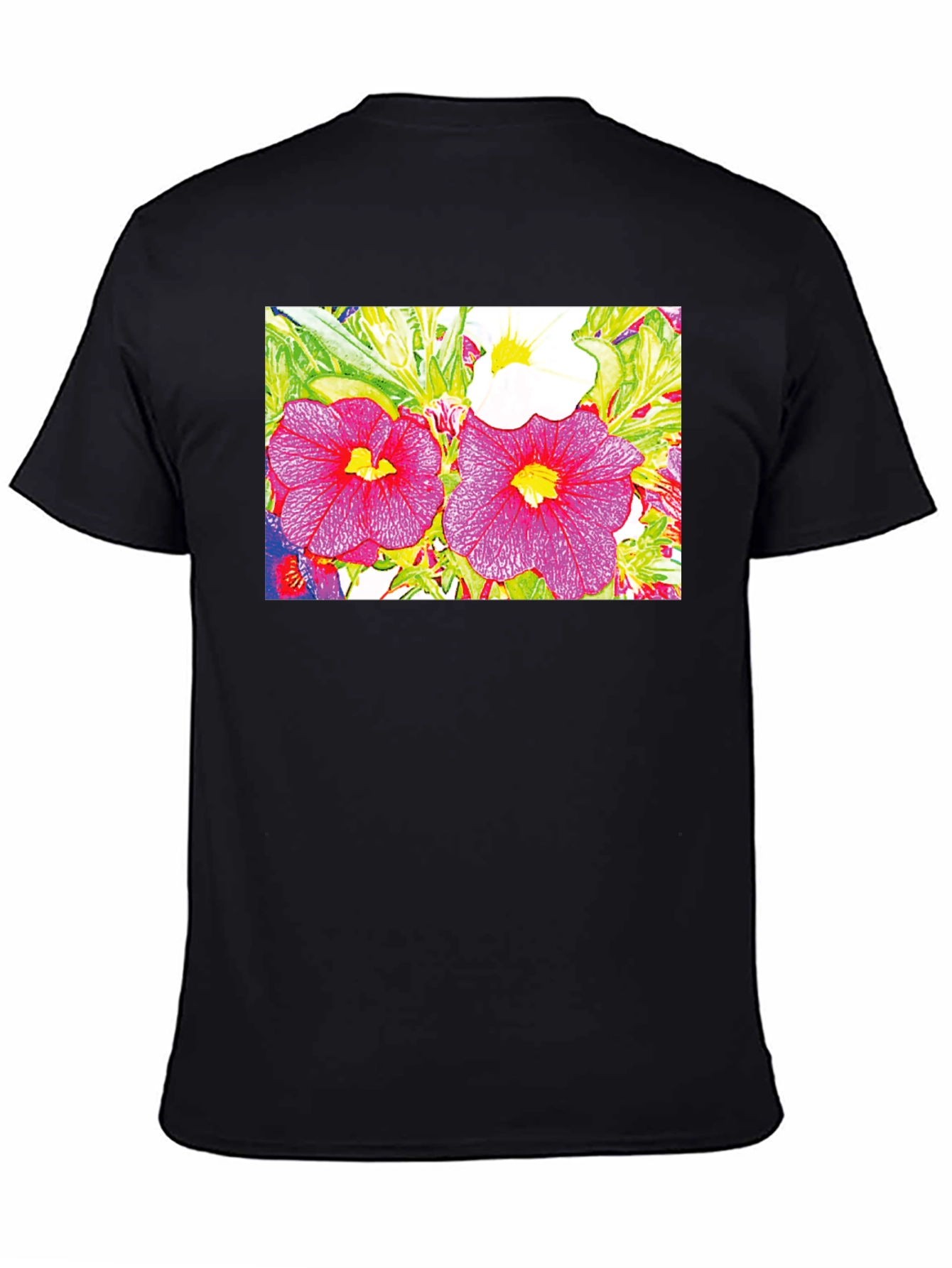 Floral Print Black Tee