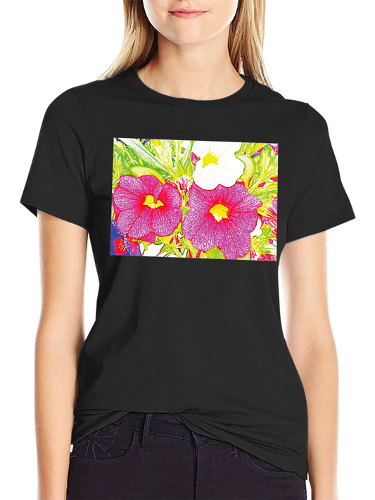 Floral Print Black Tee